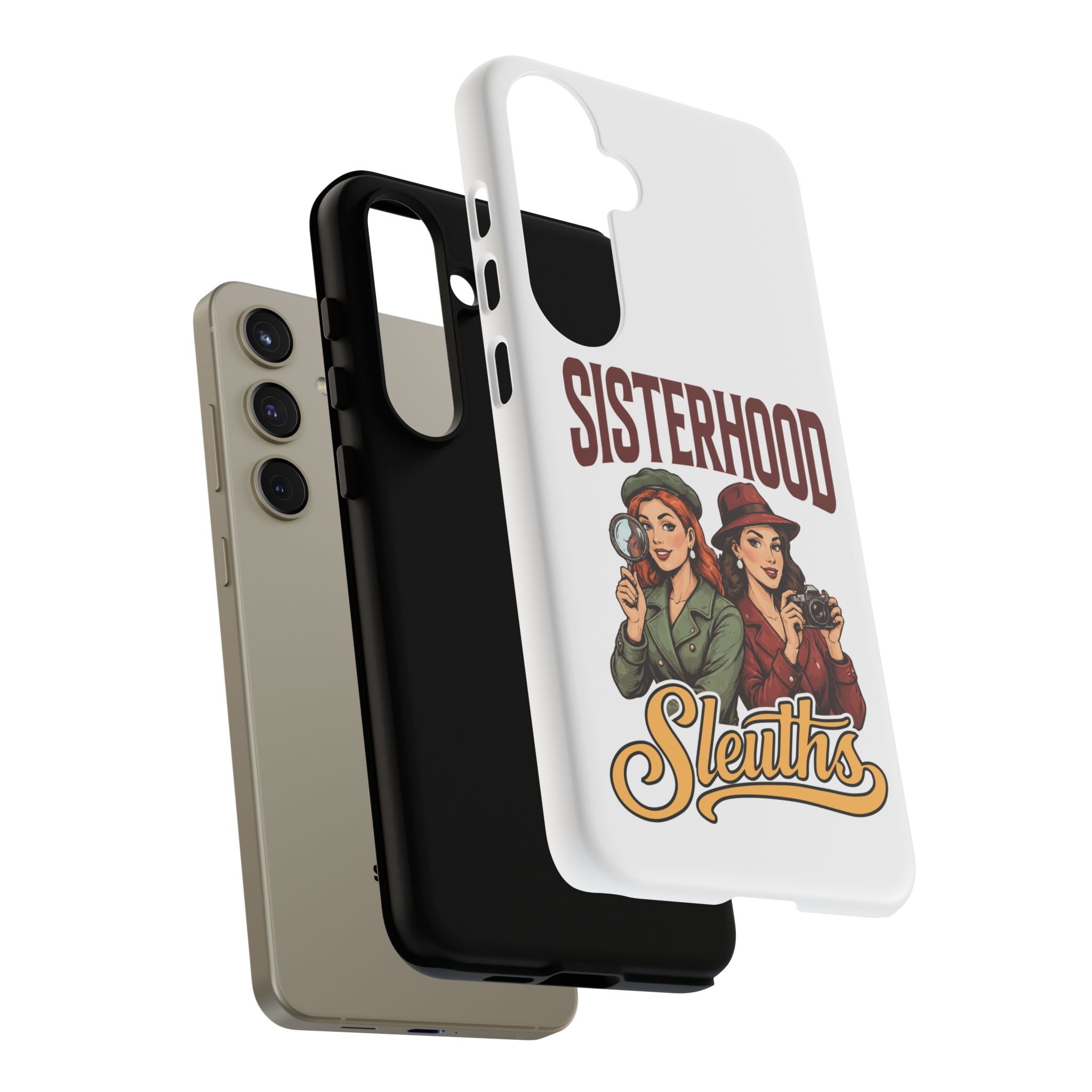 Sisterhood Sleuths Phone Case — Vintage Detective Duo Protective Cover