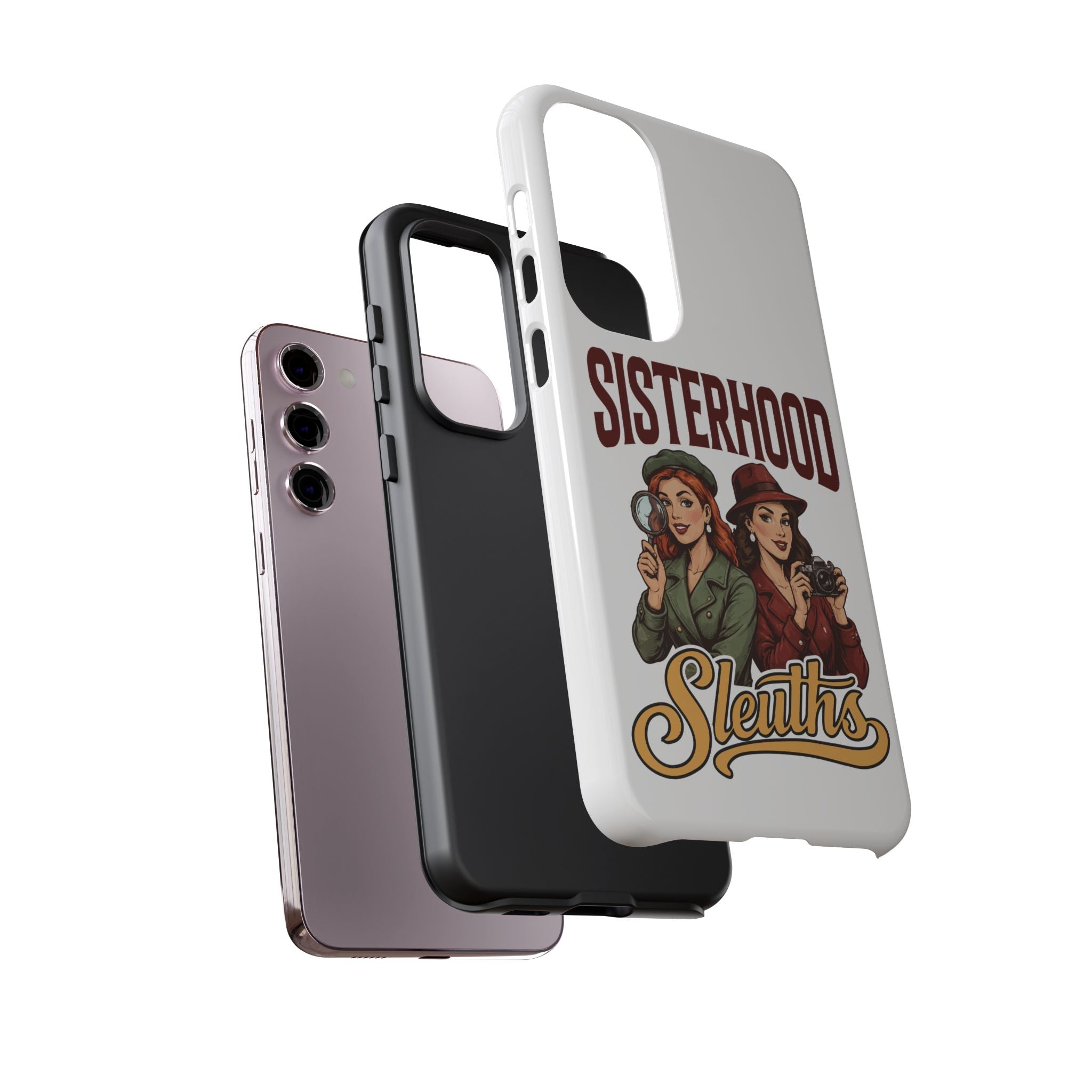 Sisterhood Sleuths Phone Case — Vintage Detective Duo Protective Cover
