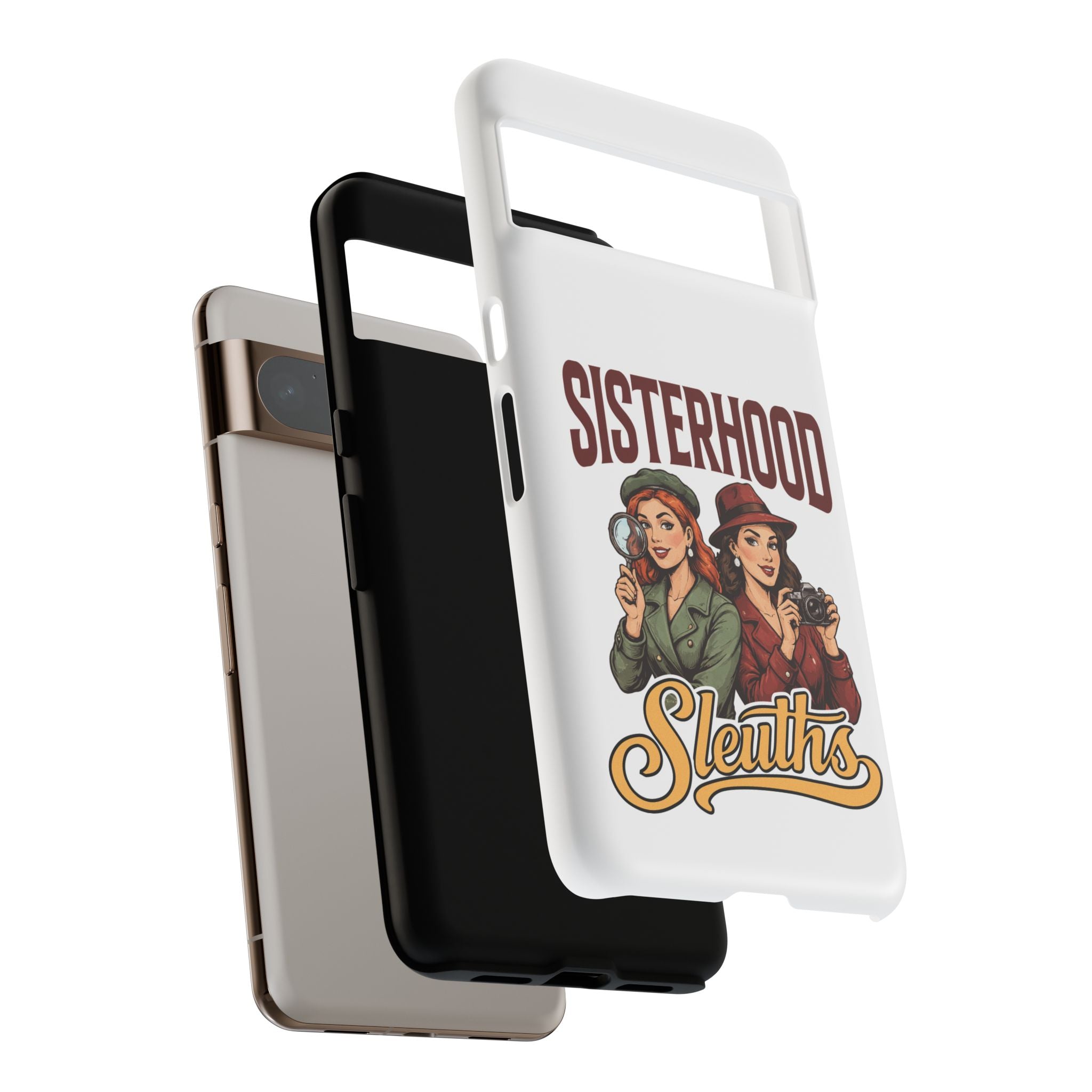 Sisterhood Sleuths Phone Case — Vintage Detective Duo Protective Cover