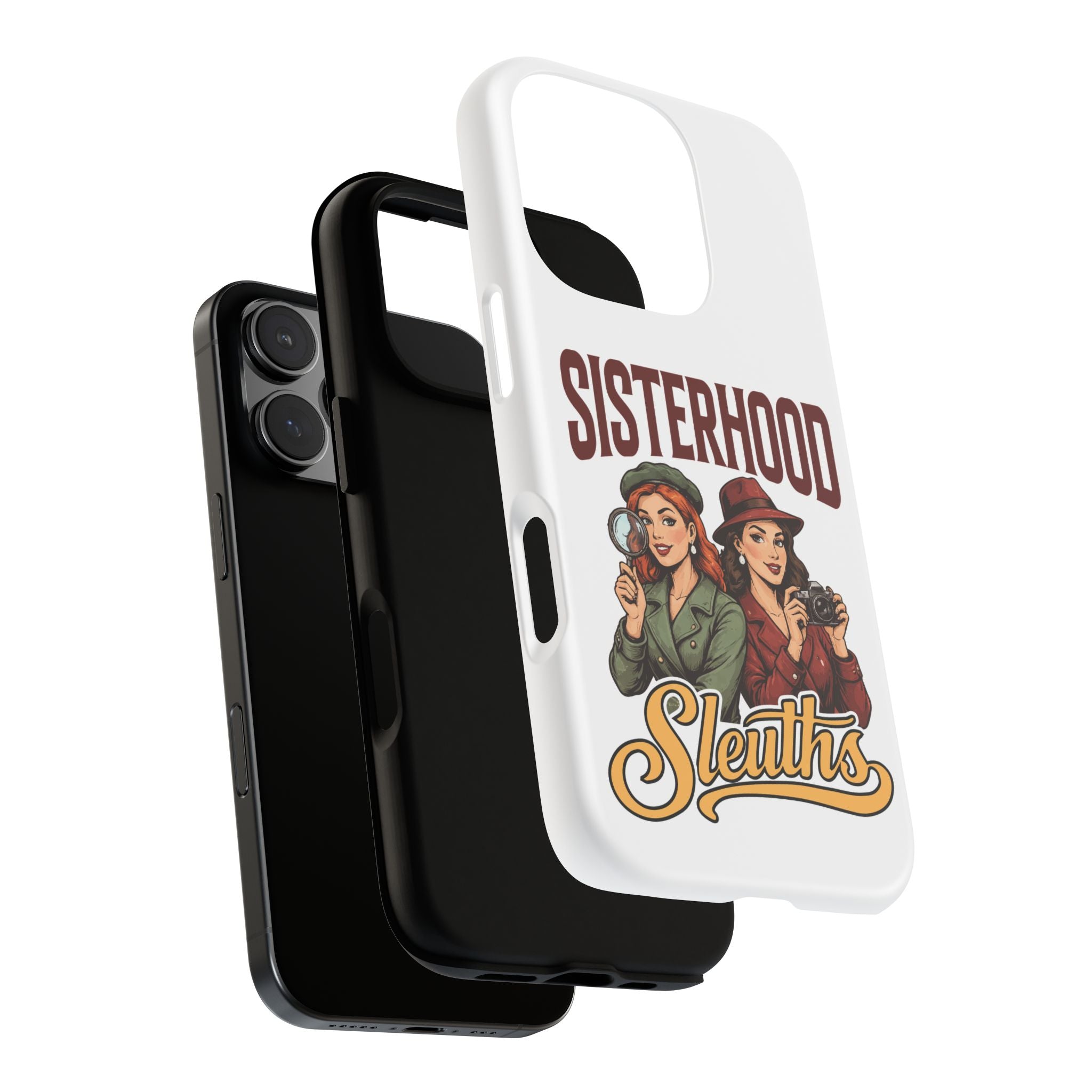 Sisterhood Sleuths Phone Case — Vintage Detective Duo Protective Cover