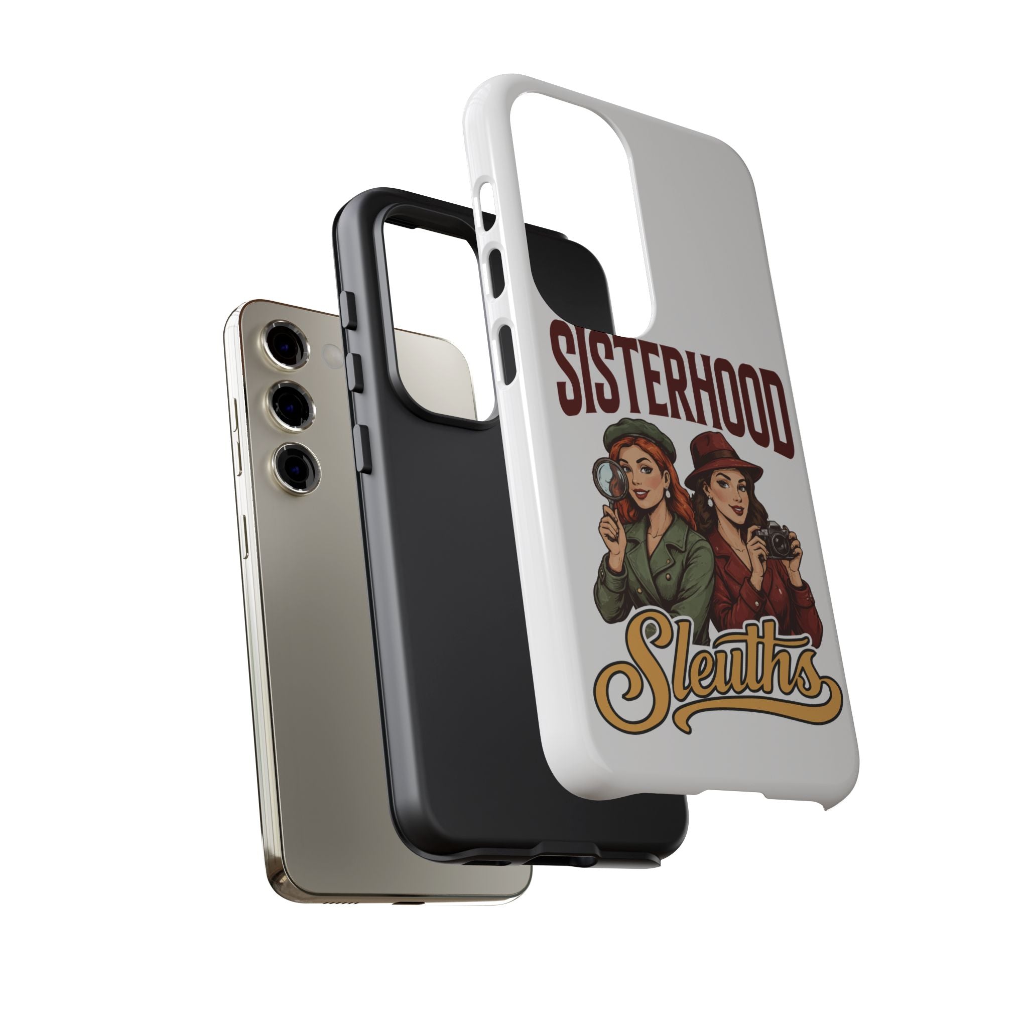 Sisterhood Sleuths Phone Case — Vintage Detective Duo Protective Cover