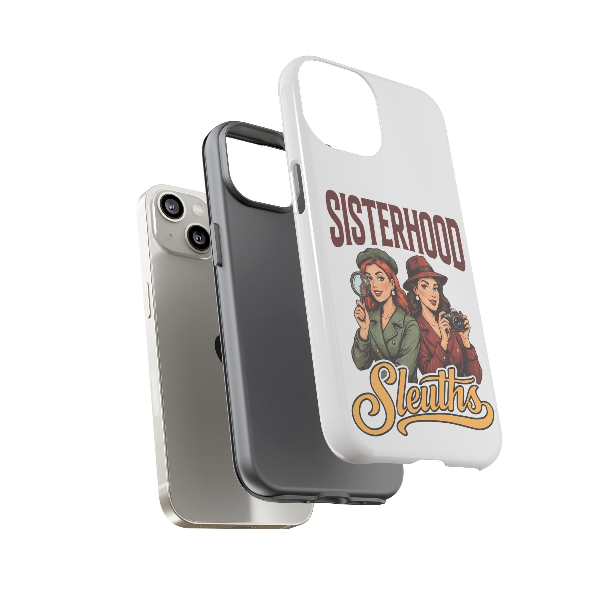 Sisterhood Sleuths Phone Case — Vintage Detective Duo Protective Cover