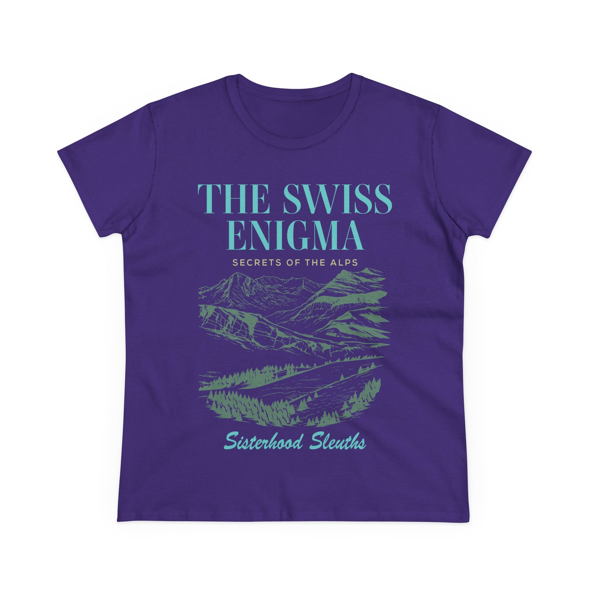 The Swiss Enigma Mountain Tee – 'Sisterhood Sleuths' Women's Graphic T-Shirt