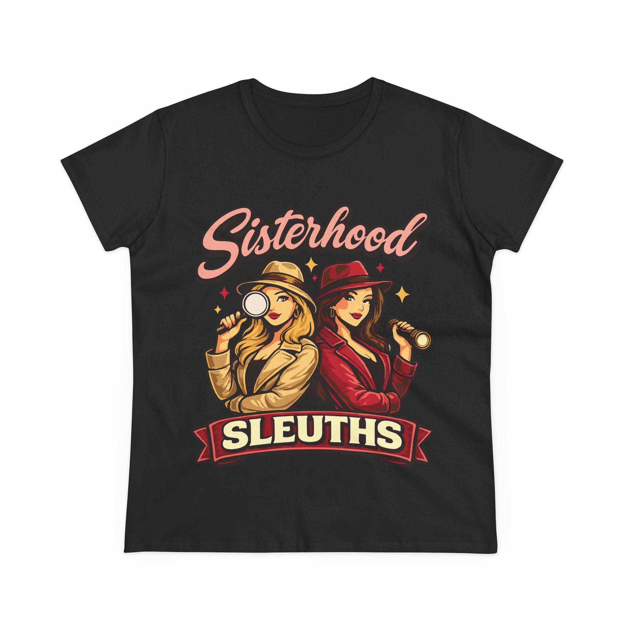 Sisterhood Sleuths Women's Tee — Retro Detective Graphic Shirt