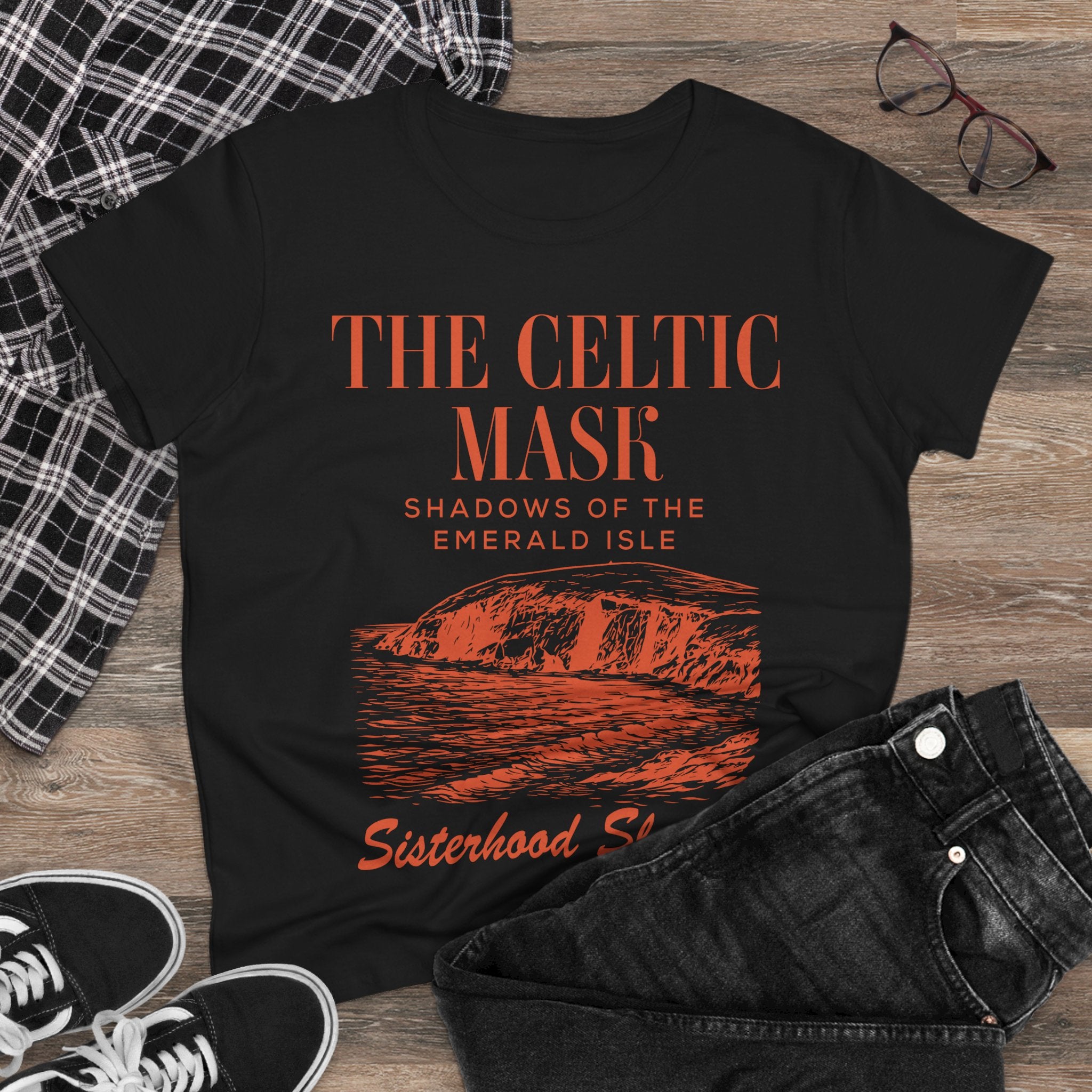The Celtic Mask Tee — "Sisterhood Sleuths" Irish Mystery Graphic Shirt
