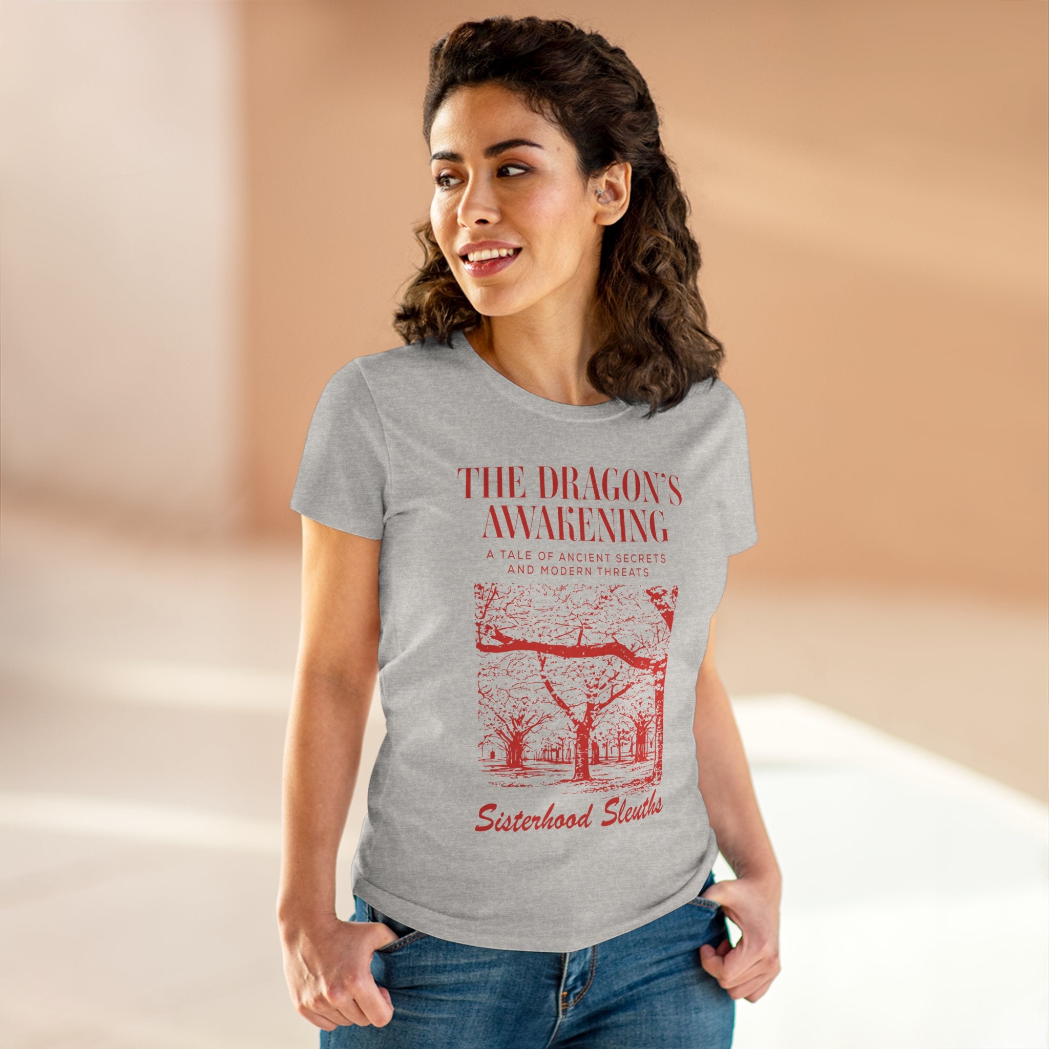 The Dragon’s Awakening Sisterhood Sleuths Tee — Vintage Mystery Book Cover Graphic Shirt