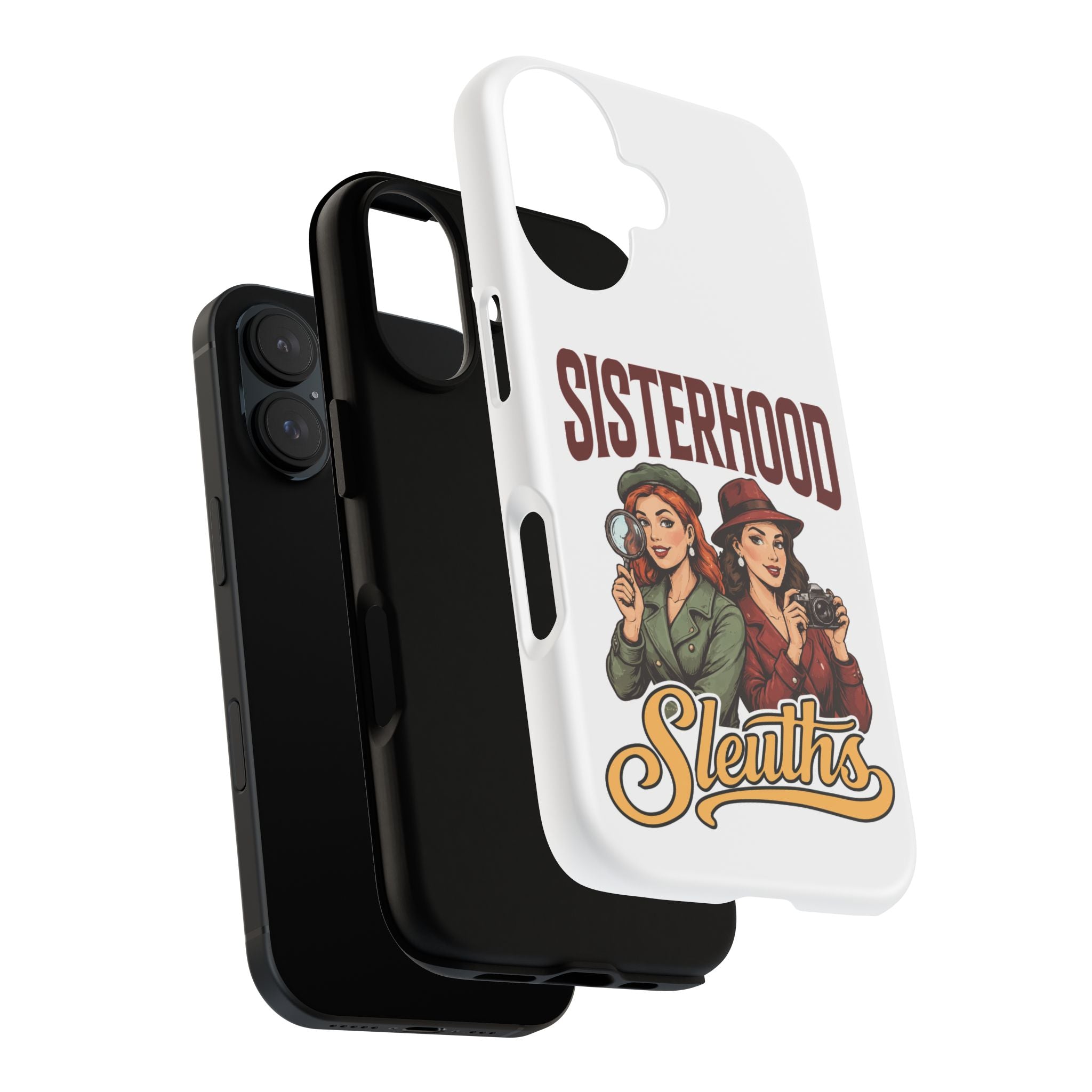 Sisterhood Sleuths Phone Case — Vintage Detective Duo Protective Cover
