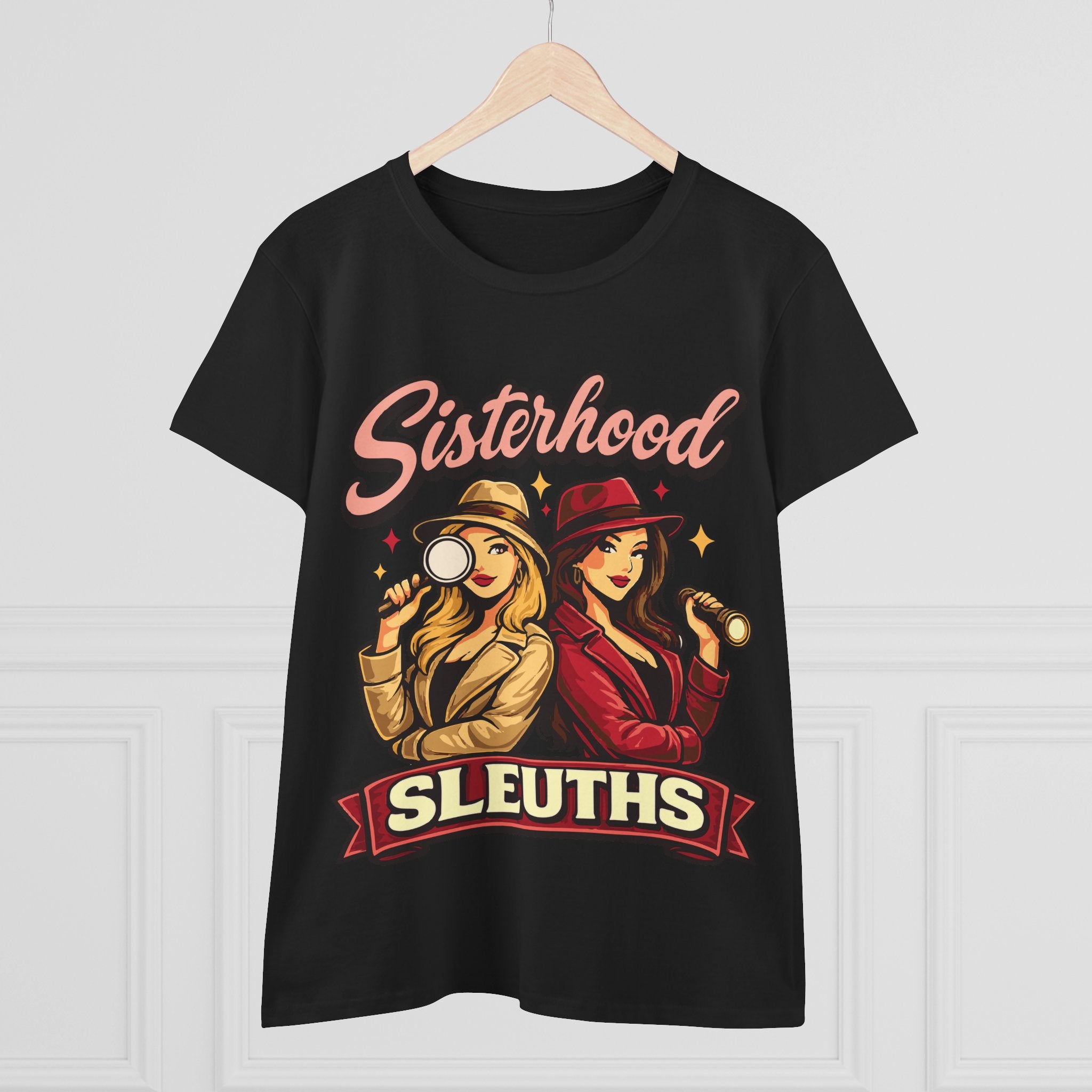 Sisterhood Sleuths Women's Tee — Retro Detective Graphic Shirt
