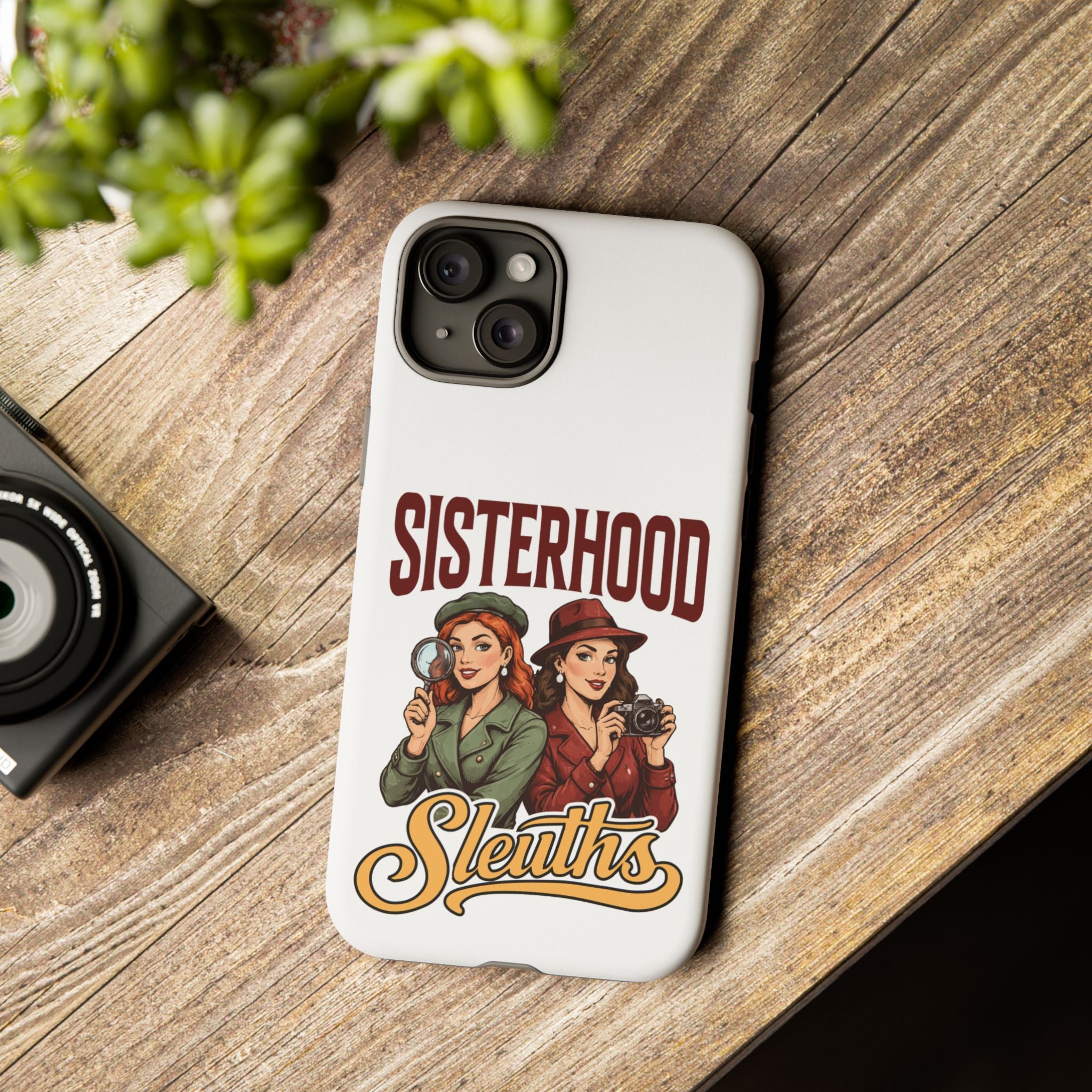 Sisterhood Sleuths Phone Case — Vintage Detective Duo Protective Cover