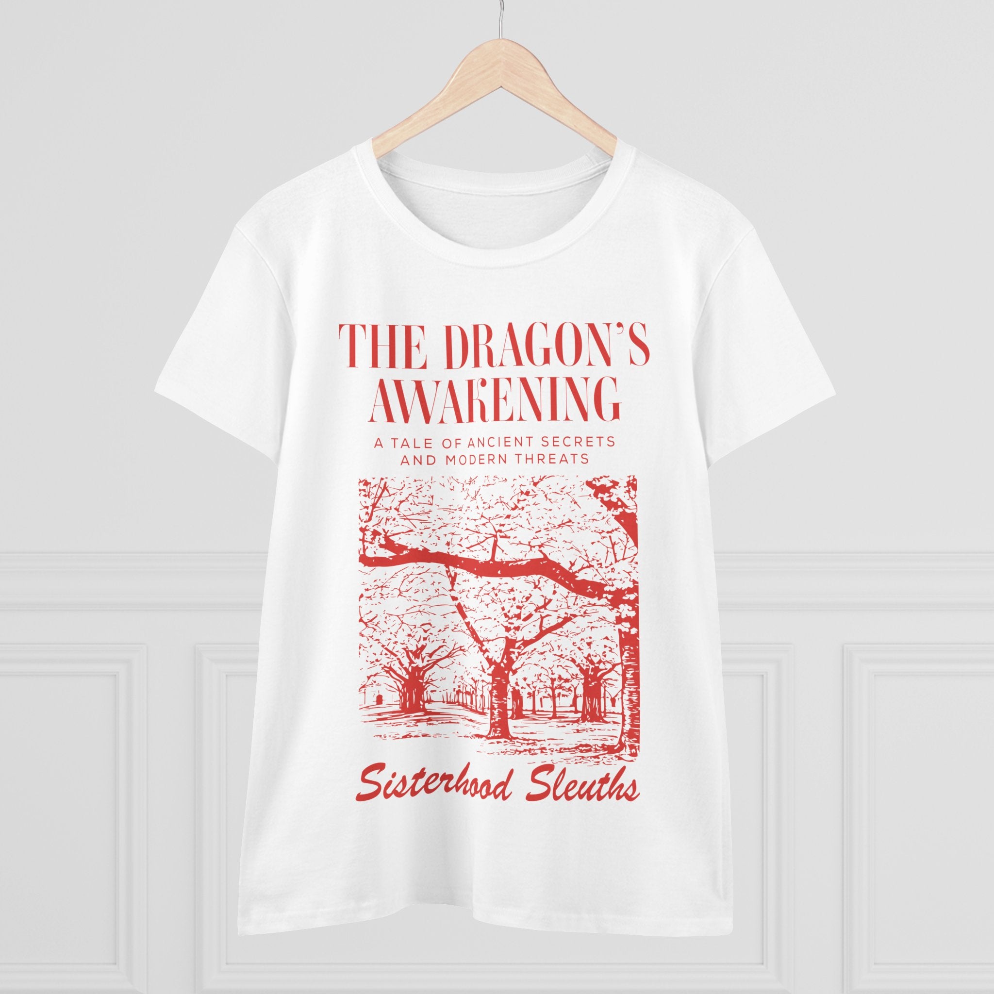 The Dragon’s Awakening Sisterhood Sleuths Tee — Vintage Mystery Book Cover Graphic Shirt