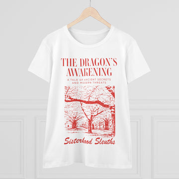 The Dragon’s Awakening Sisterhood Sleuths Tee — Vintage Mystery Book Cover Graphic Shirt
