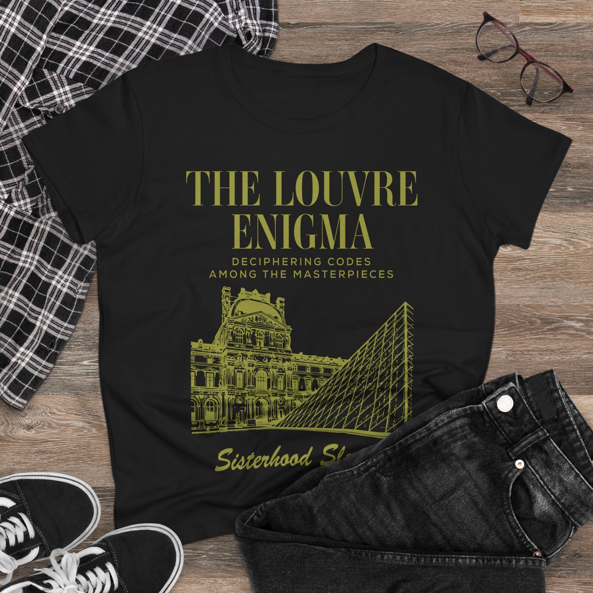 The Louvre Enigma Graphic Tee — Sisterhood Sleuths Museum Puzzle T‑Shirt