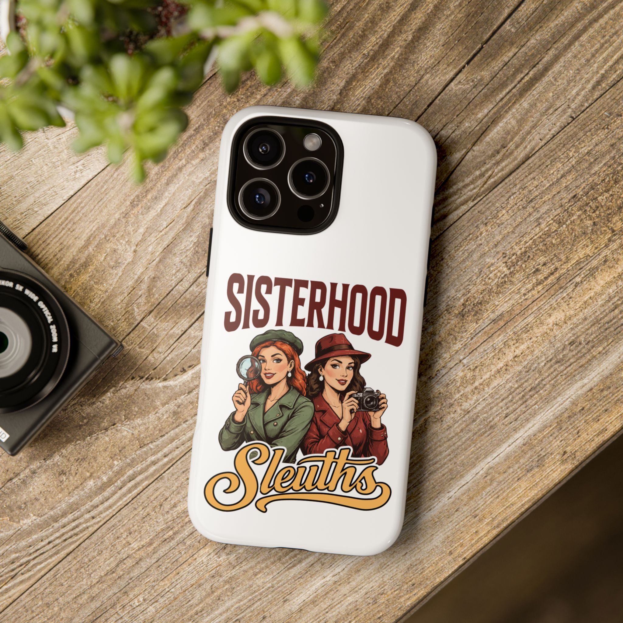 Sisterhood Sleuths Phone Case — Vintage Detective Duo Protective Cover