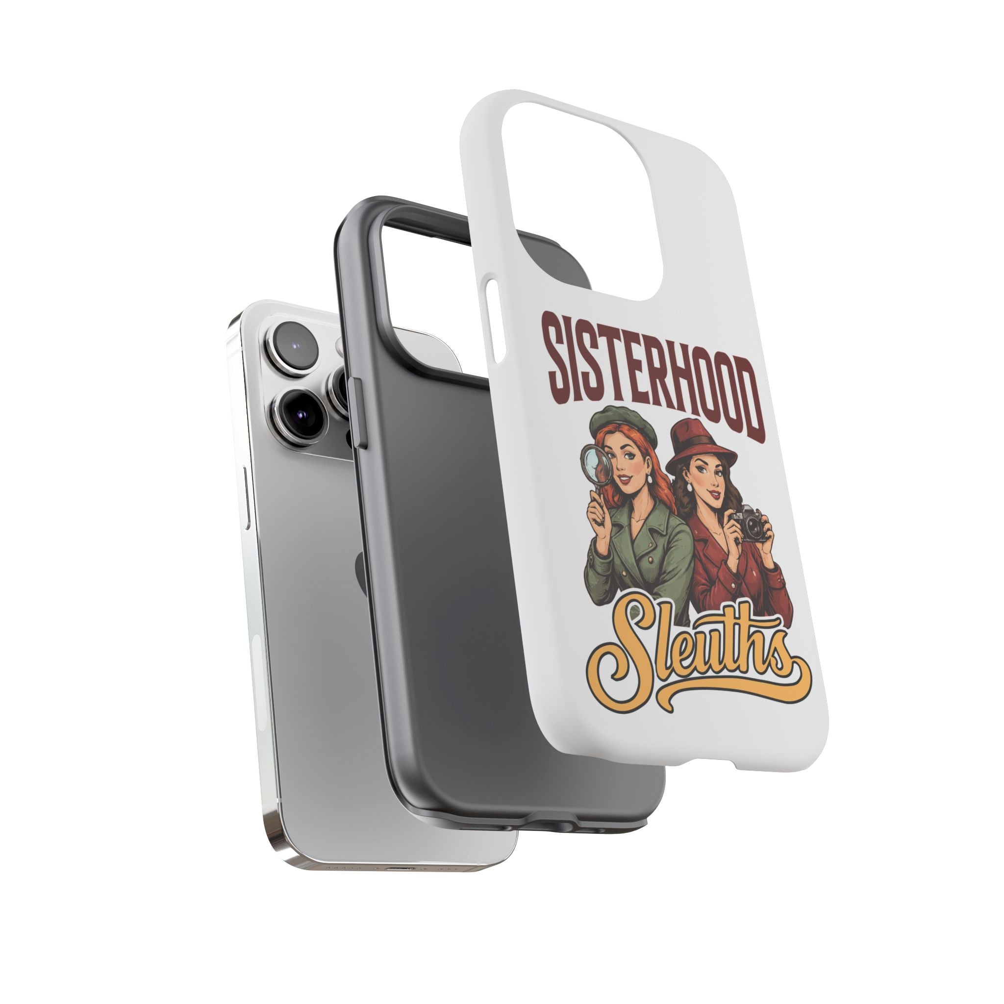 Sisterhood Sleuths Phone Case — Vintage Detective Duo Protective Cover