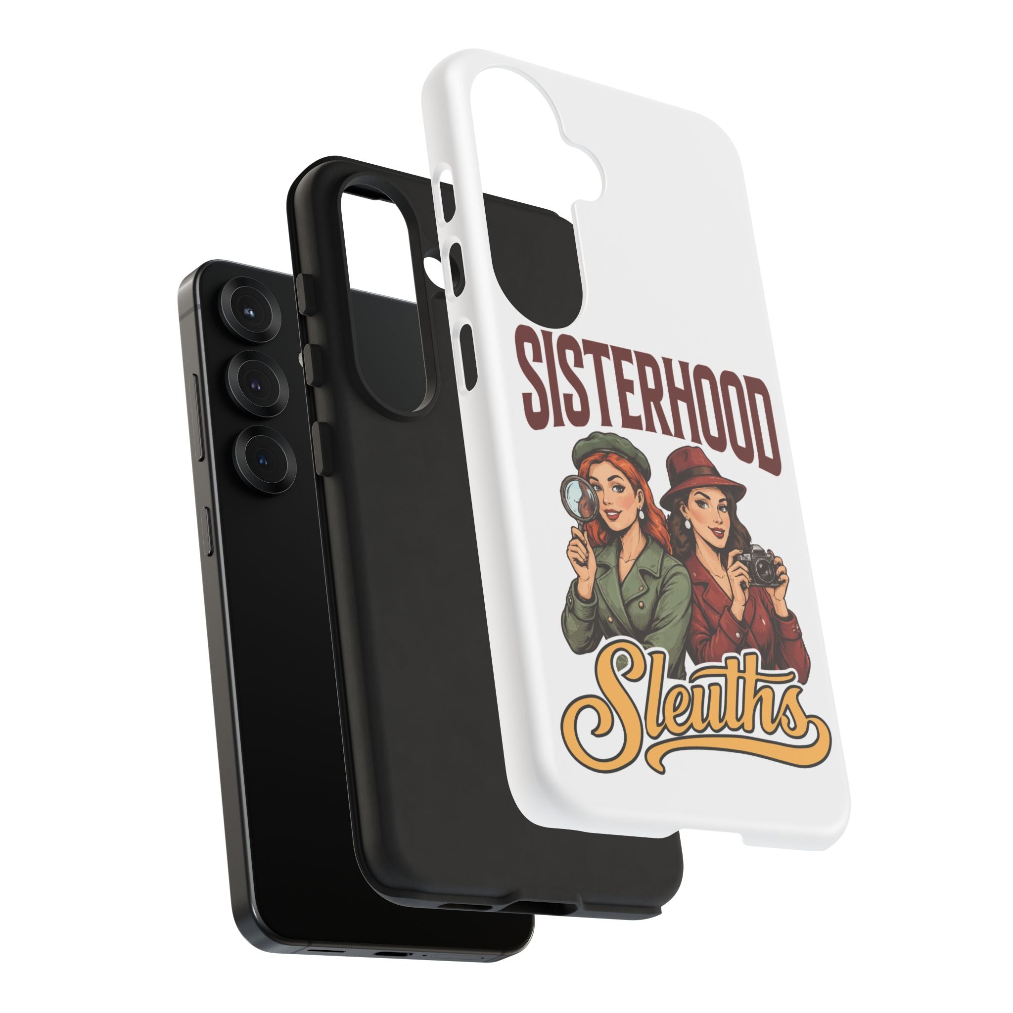 Sisterhood Sleuths Phone Case — Vintage Detective Duo Protective Cover