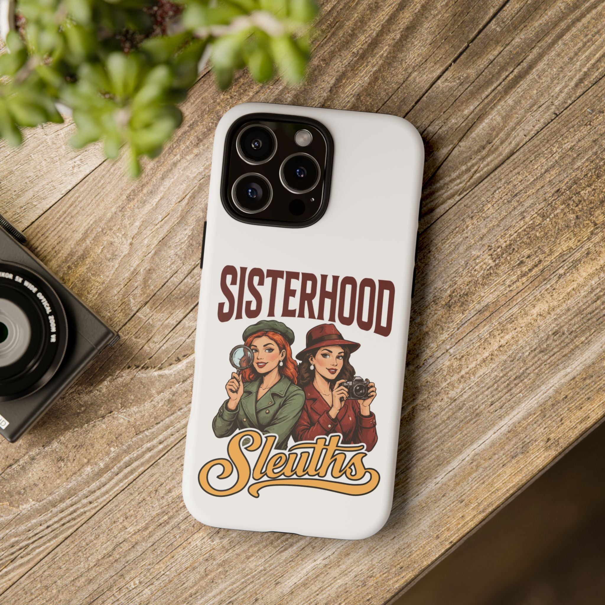 Sisterhood Sleuths Phone Case — Vintage Detective Duo Protective Cover