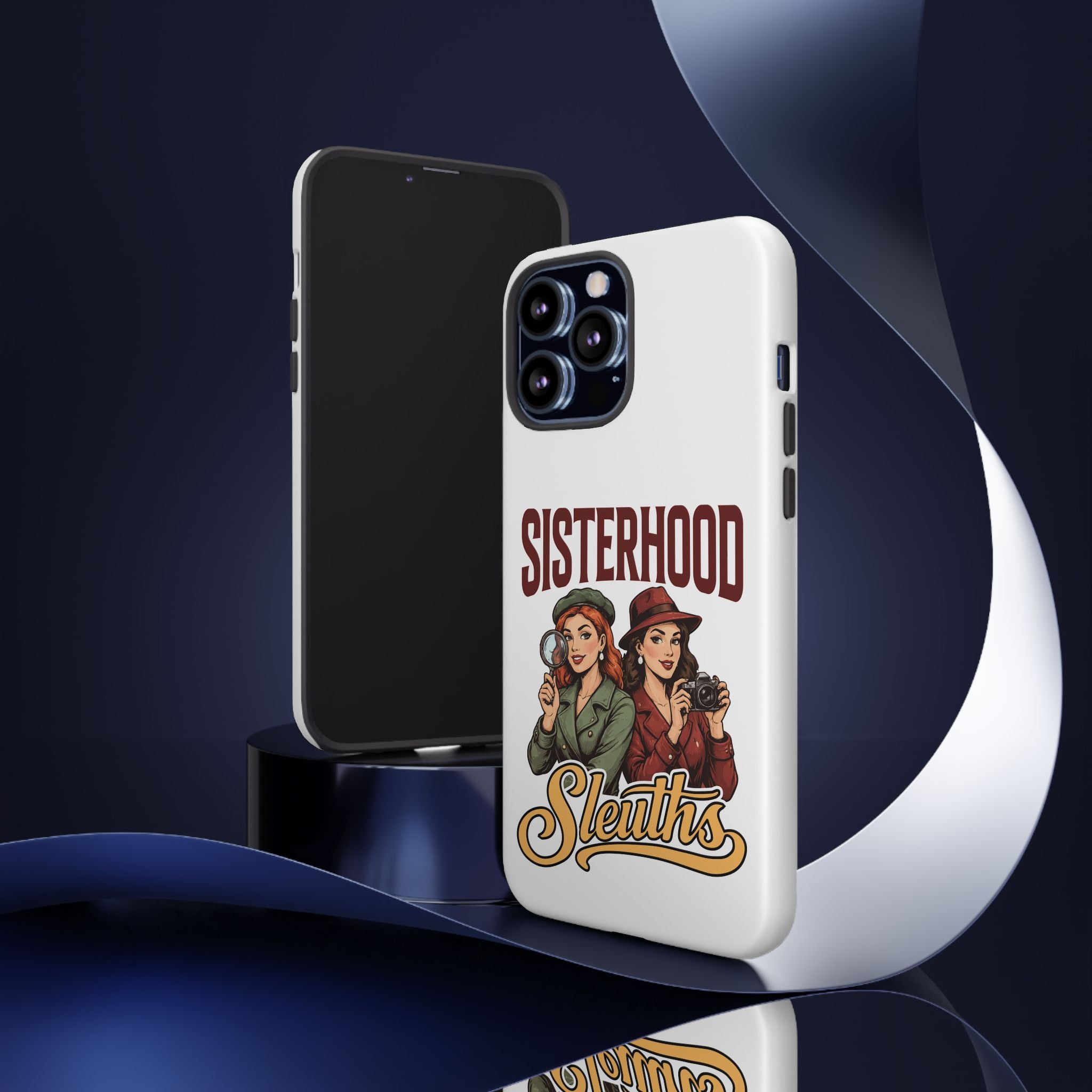 Sisterhood Sleuths Phone Case — Vintage Detective Duo Protective Cover