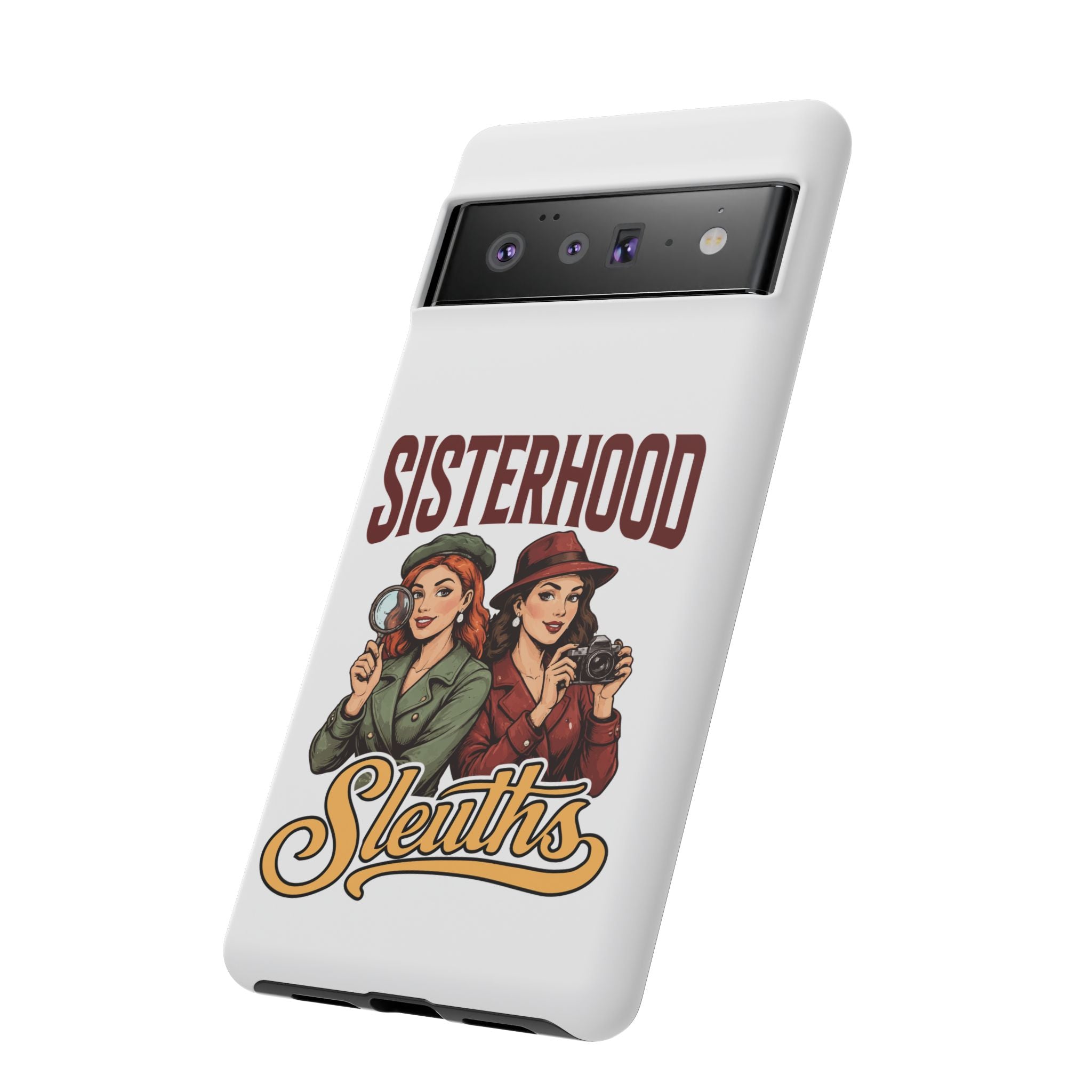 Sisterhood Sleuths Phone Case — Vintage Detective Duo Protective Cover