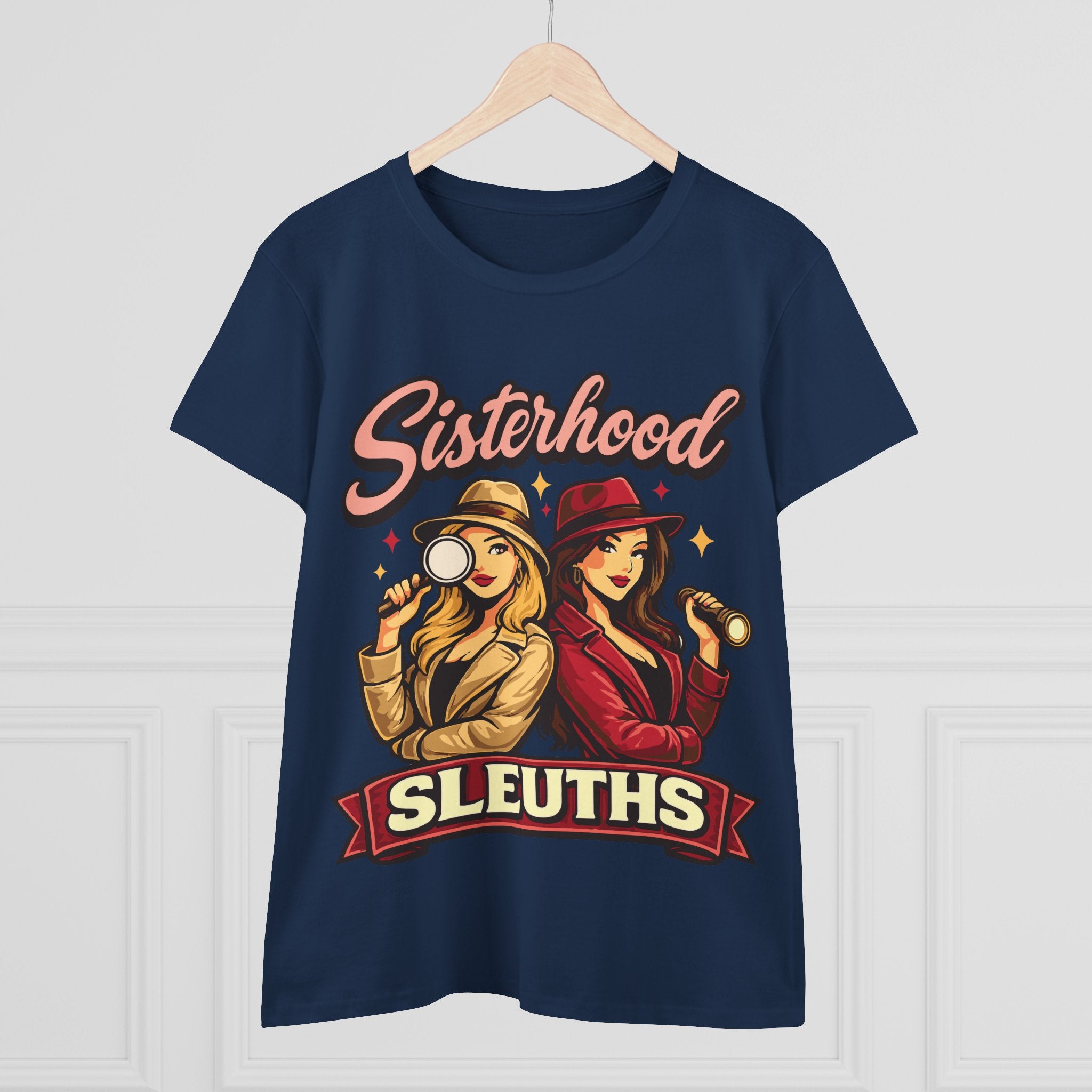 Sisterhood Sleuths Women's Tee — Retro Detective Graphic Shirt