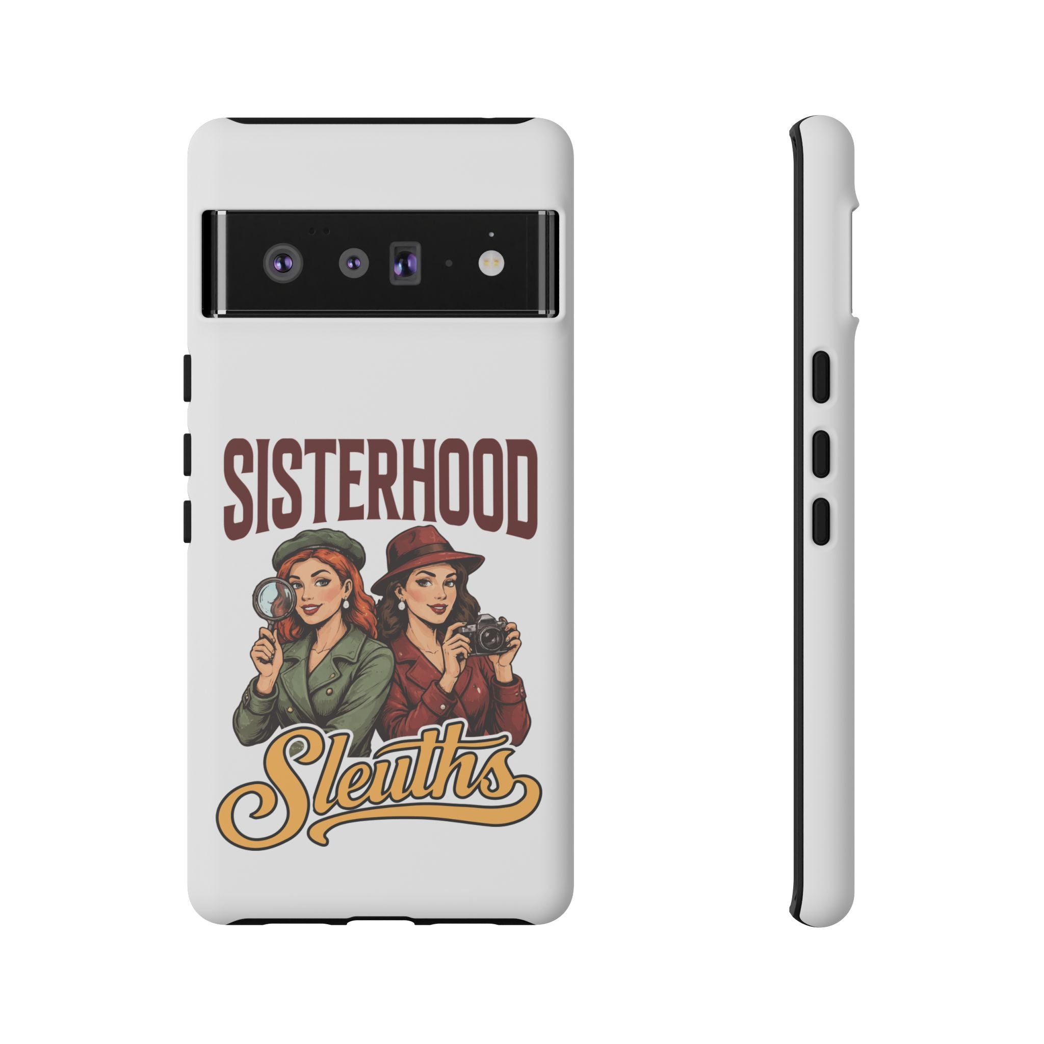 Sisterhood Sleuths Phone Case — Vintage Detective Duo Protective Cover
