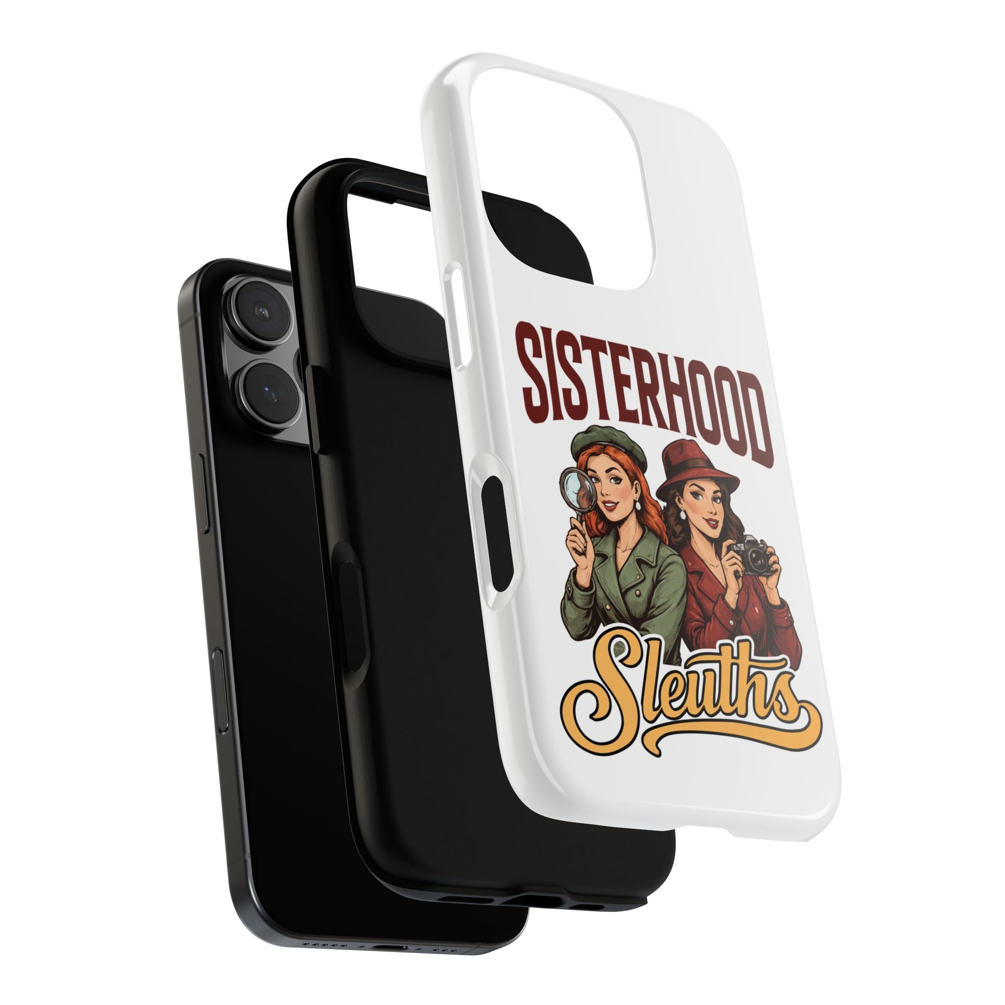 Sisterhood Sleuths Phone Case — Vintage Detective Duo Protective Cover