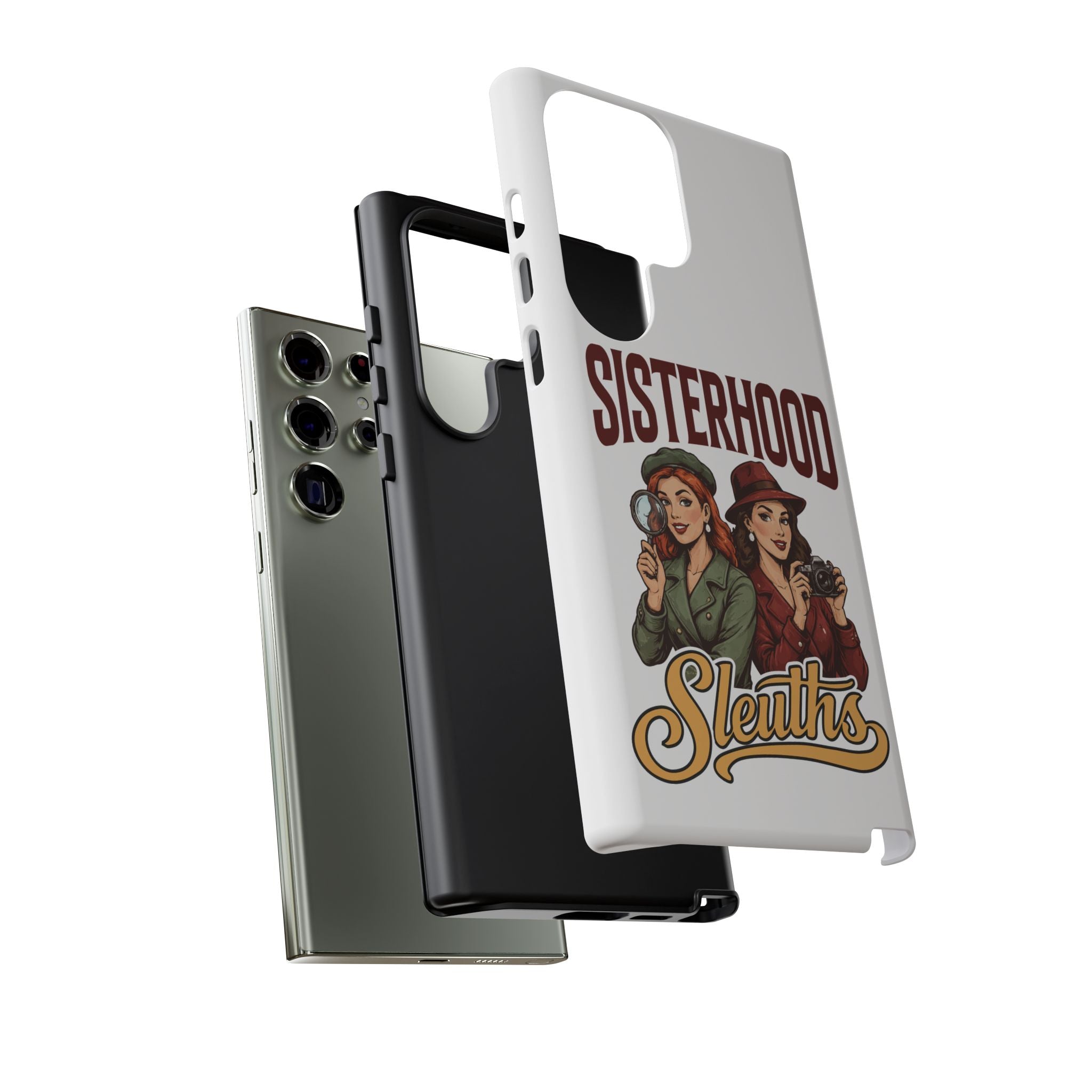 Sisterhood Sleuths Phone Case — Vintage Detective Duo Protective Cover