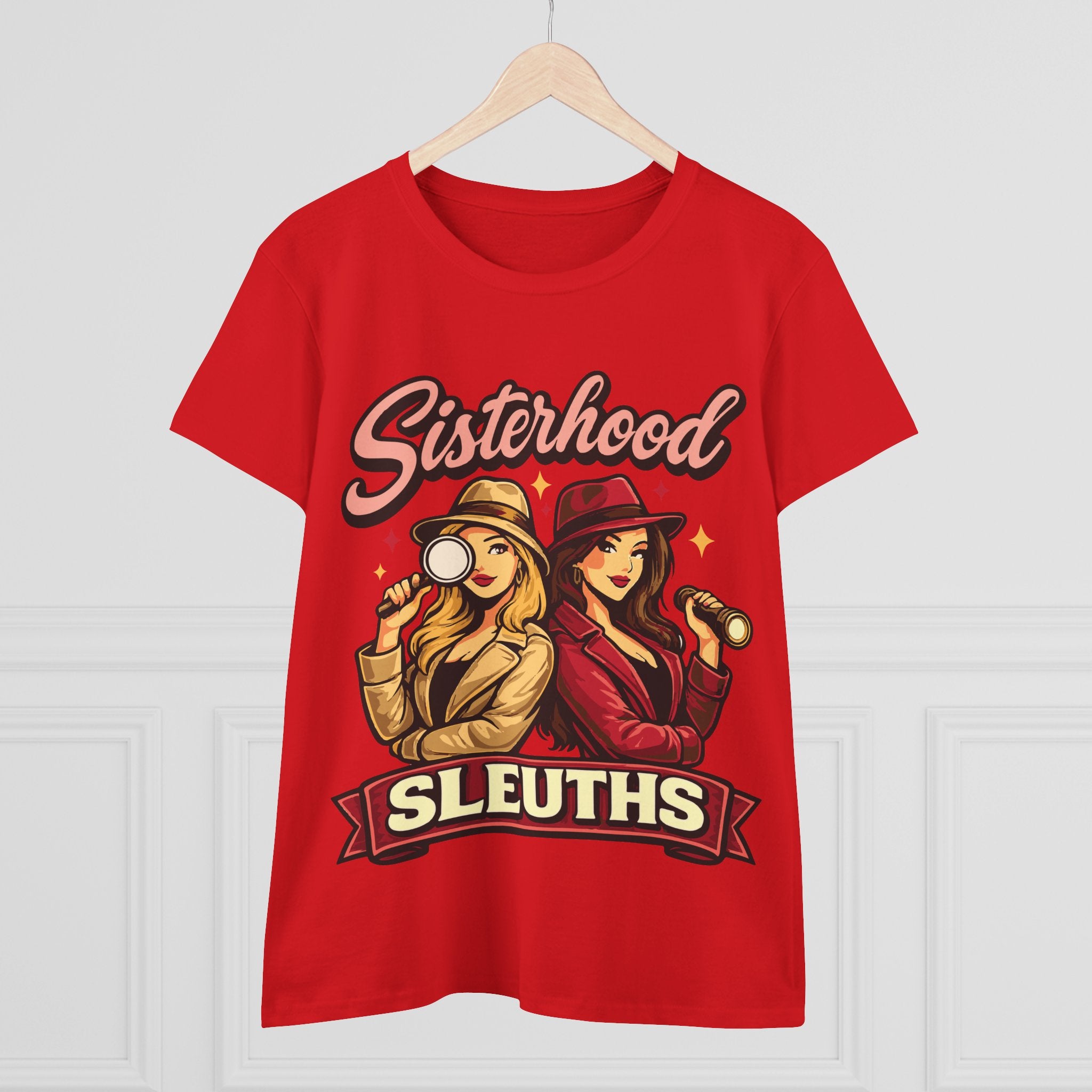 Sisterhood Sleuths Women's Tee — Retro Detective Graphic Shirt