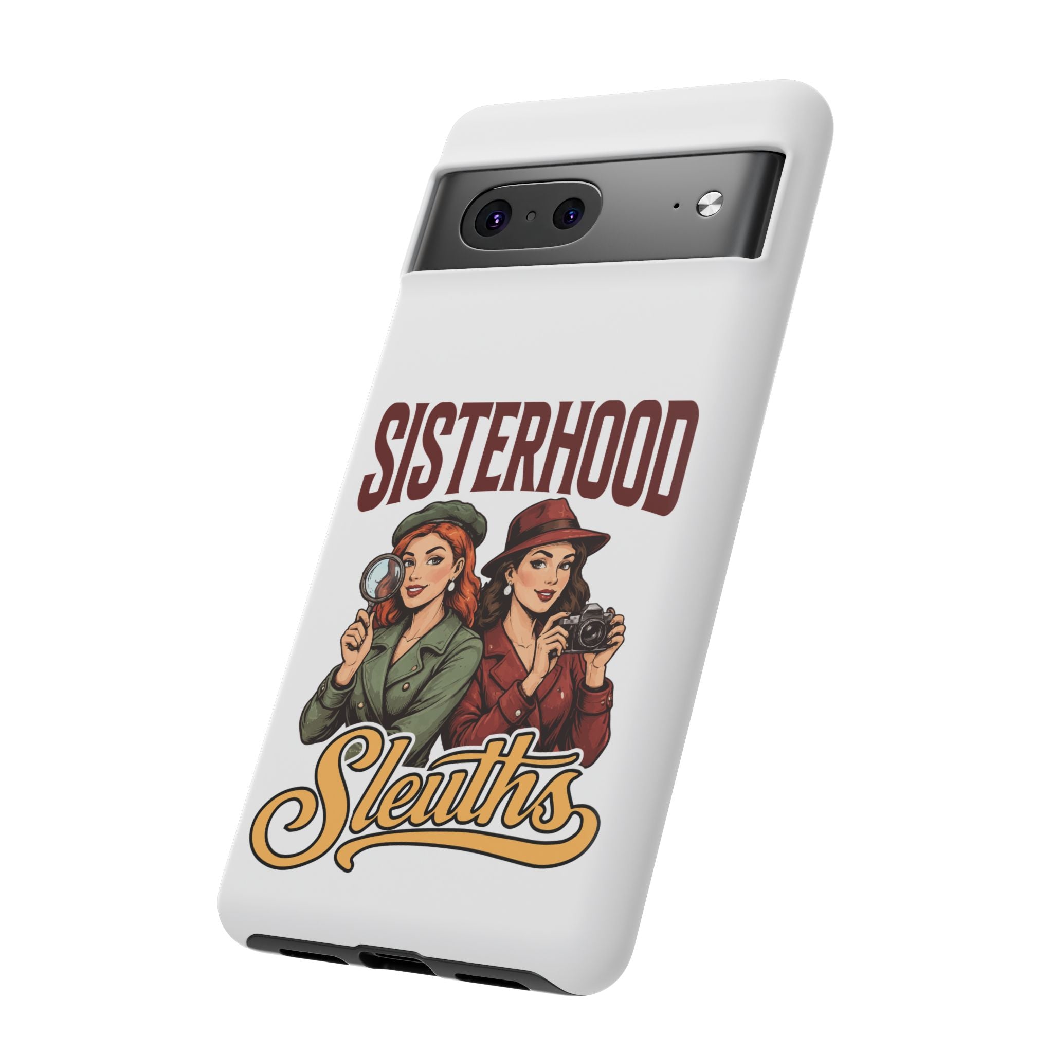 Sisterhood Sleuths Phone Case — Vintage Detective Duo Protective Cover