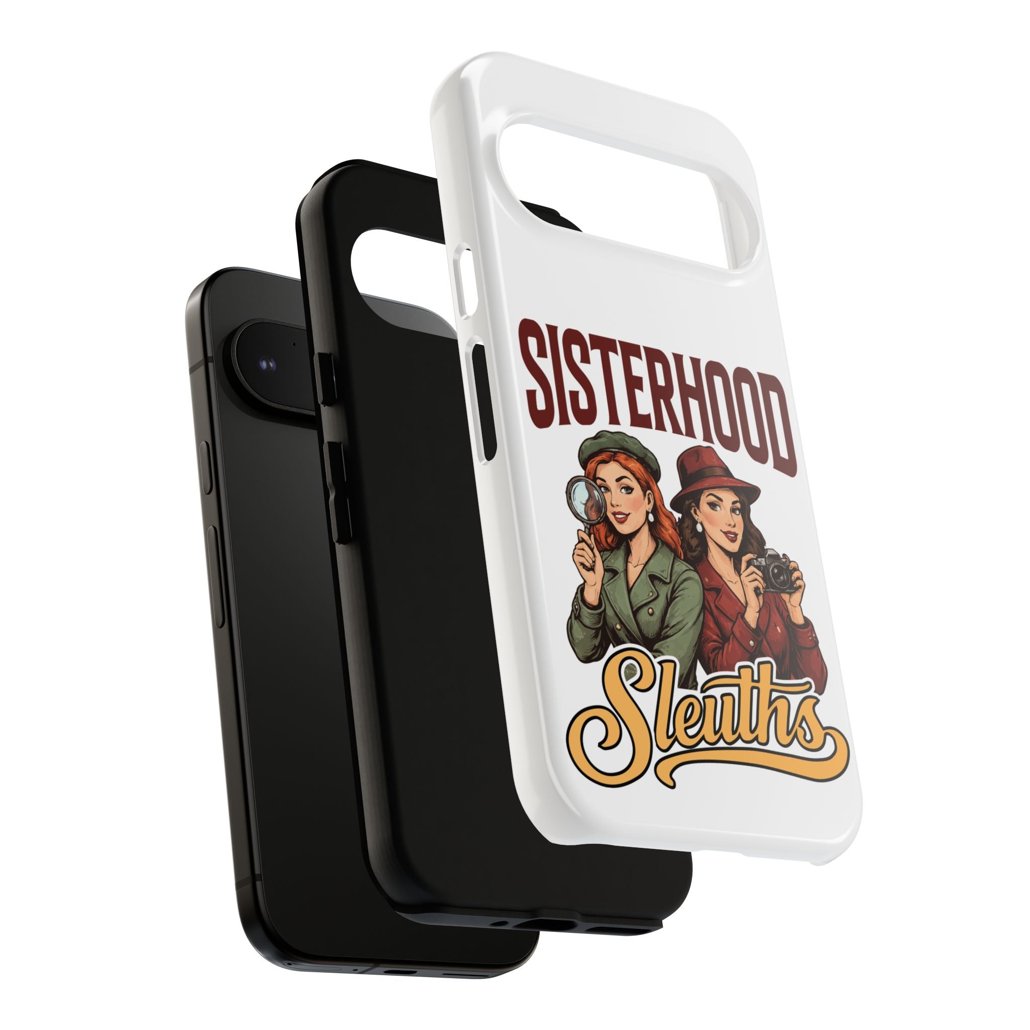 Sisterhood Sleuths Phone Case — Vintage Detective Duo Protective Cover