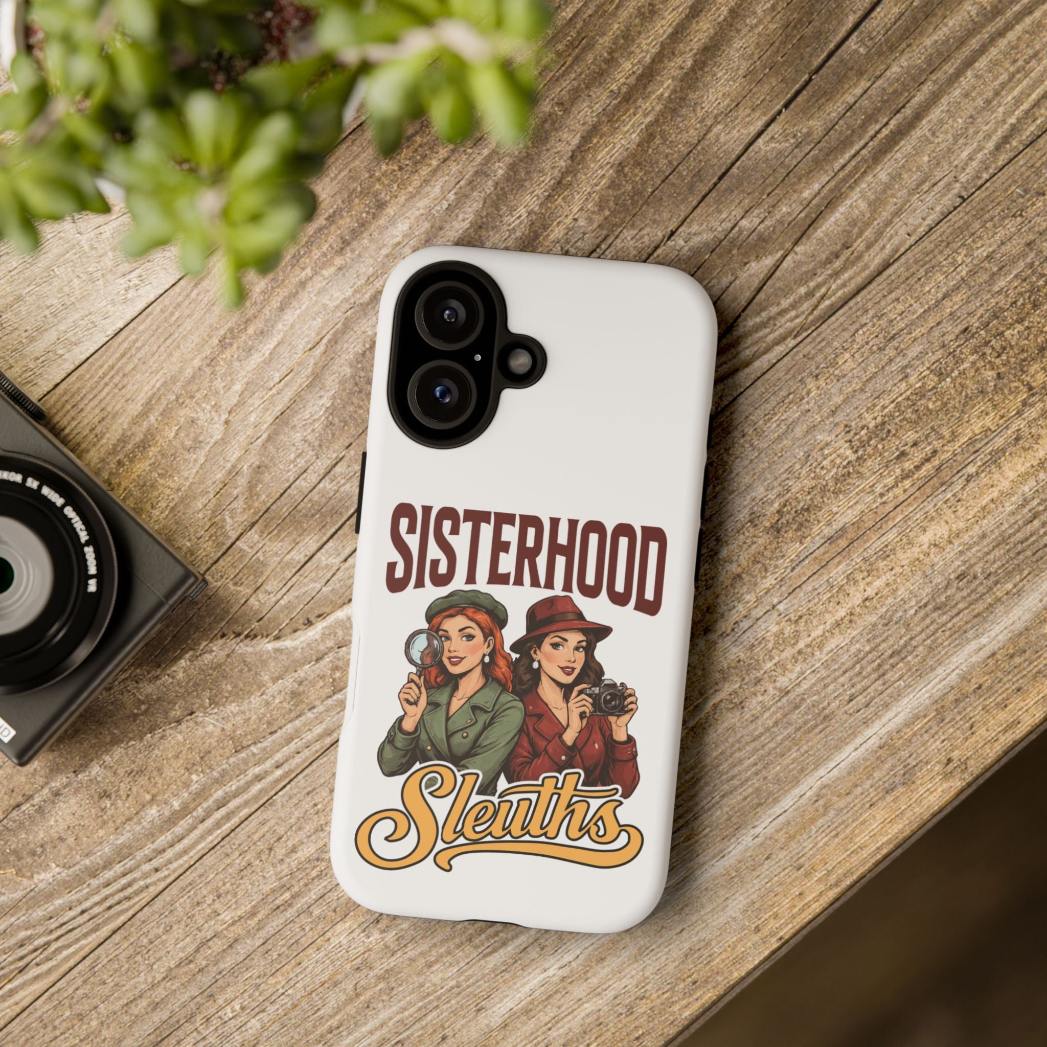 Sisterhood Sleuths Phone Case — Vintage Detective Duo Protective Cover