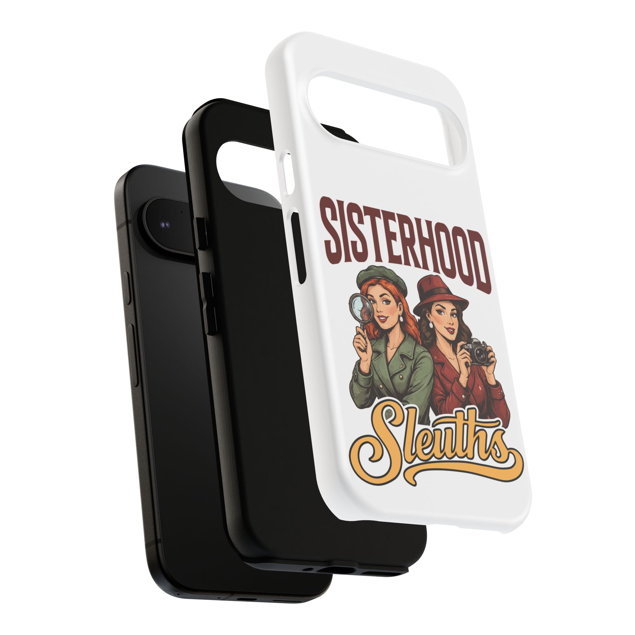 Sisterhood Sleuths Phone Case — Vintage Detective Duo Protective Cover