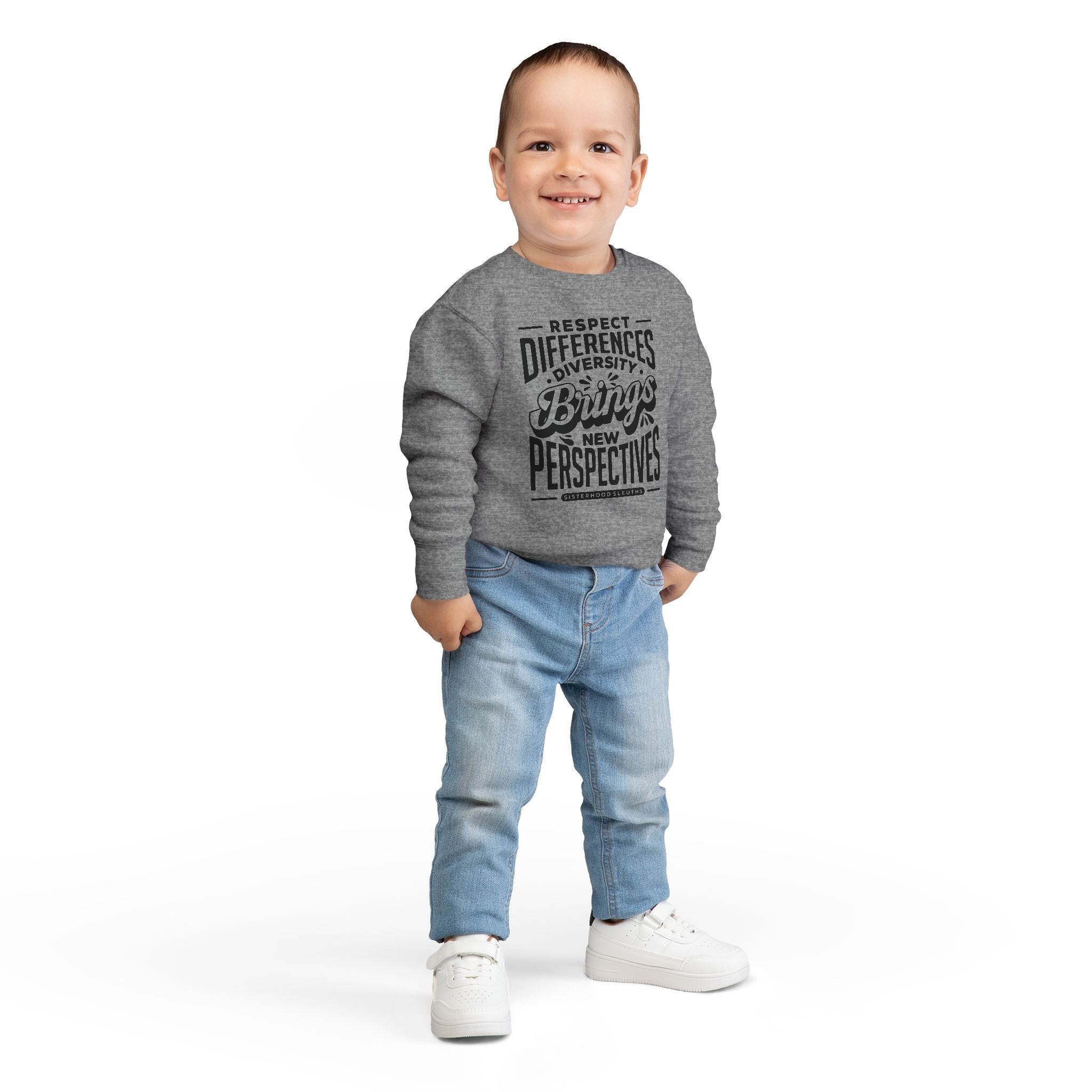 Toddler Sweatshirt - "Respect Differences, Diversity Brings New Perspectives" Inspirational Kids Pullover