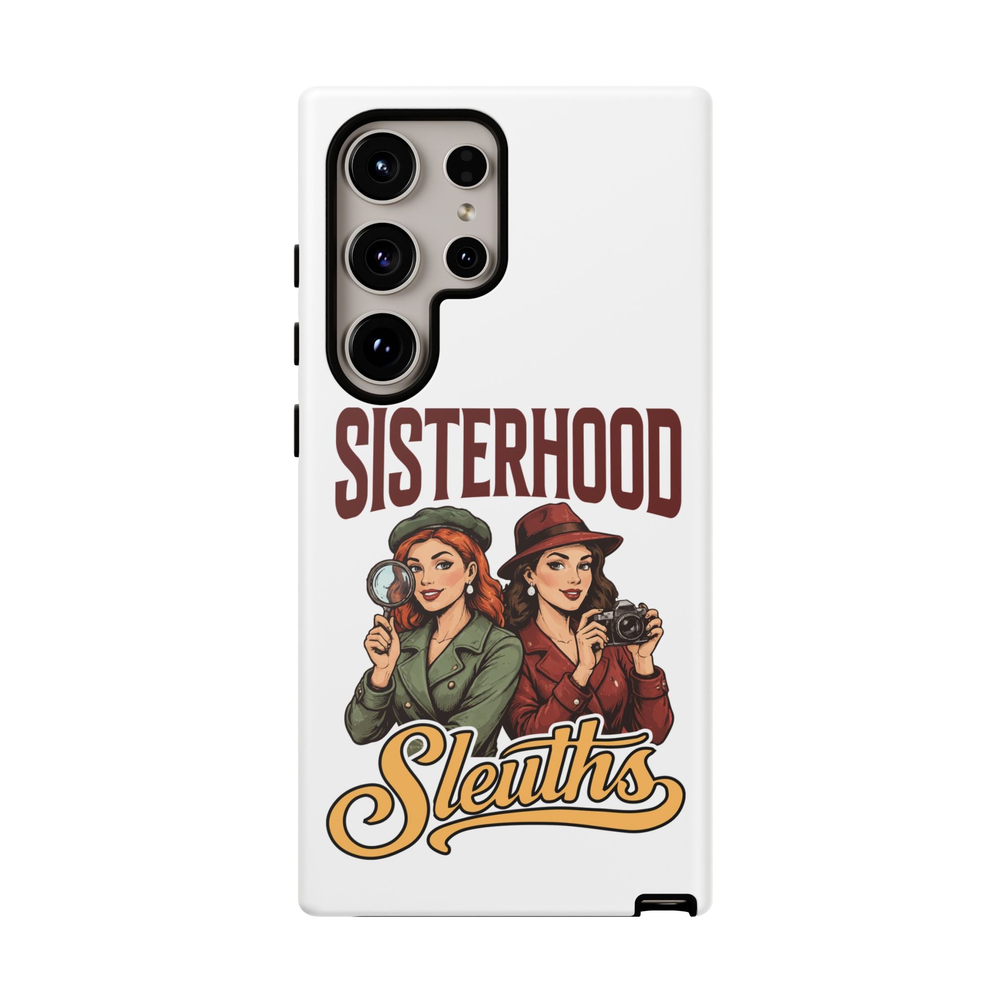 Sisterhood Sleuths Phone Case — Vintage Detective Duo Protective Cover