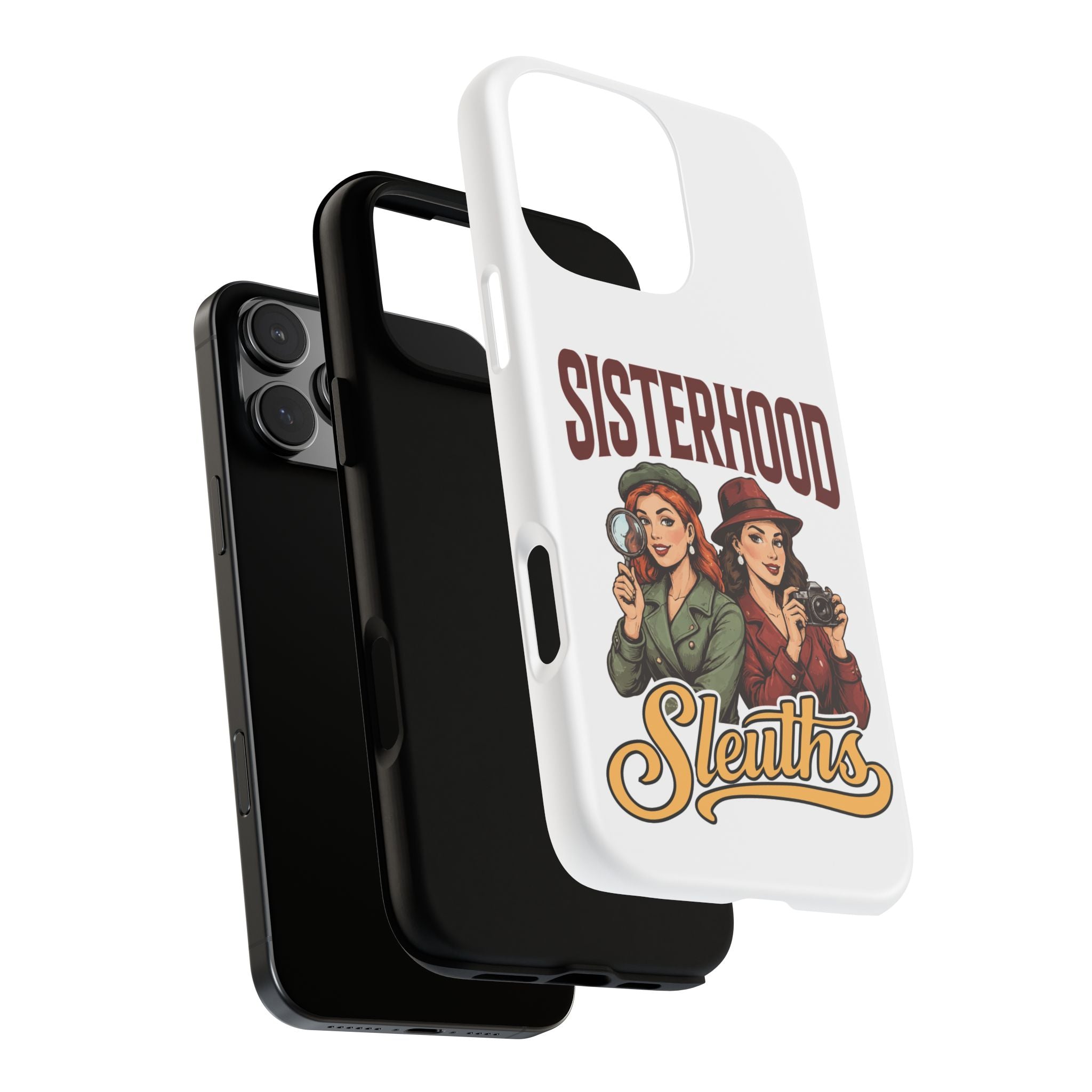 Sisterhood Sleuths Phone Case — Vintage Detective Duo Protective Cover