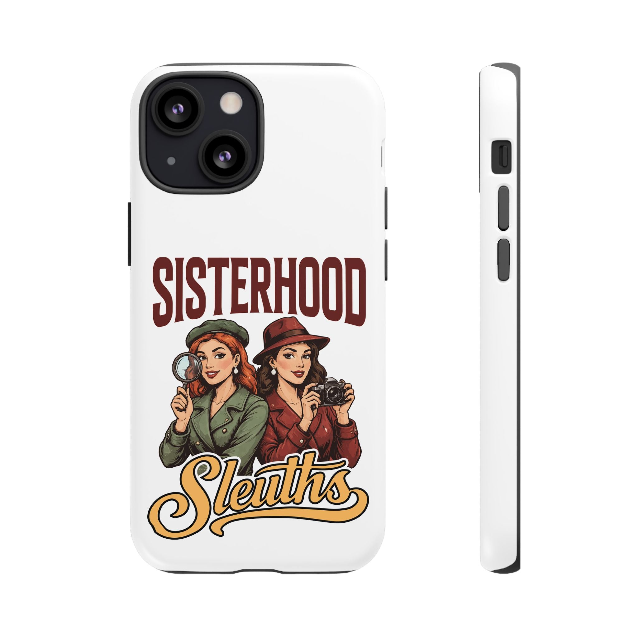 Sisterhood Sleuths Phone Case — Vintage Detective Duo Protective Cover