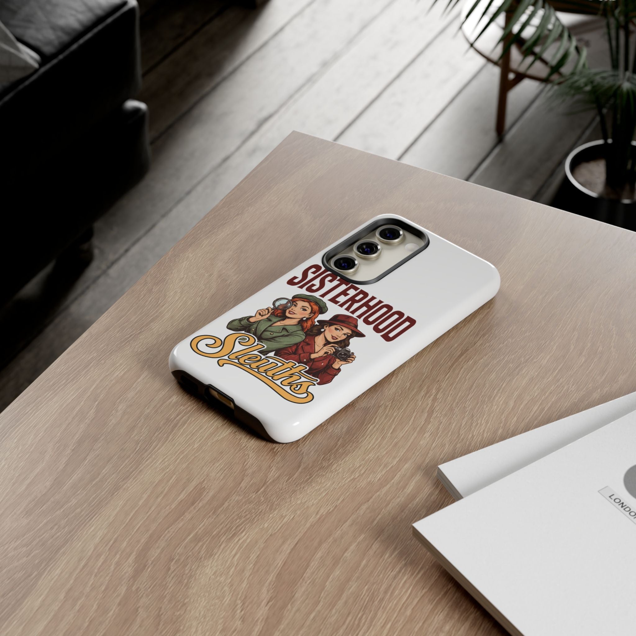 Sisterhood Sleuths Phone Case — Vintage Detective Duo Protective Cover