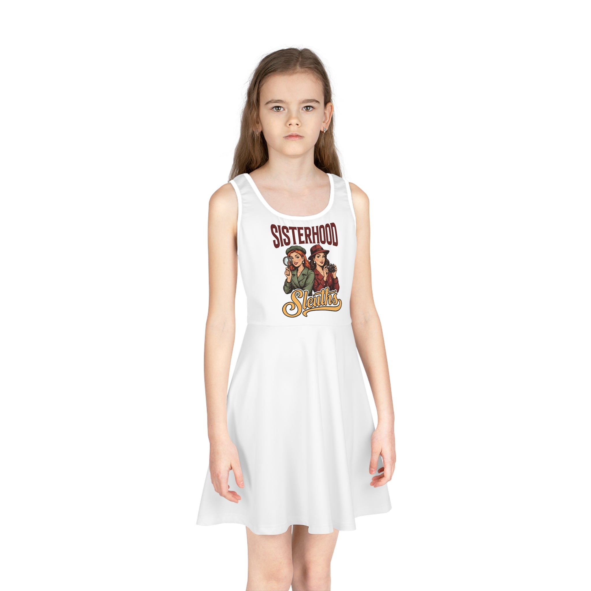 Girls' Sundress — 'Sisterhood Strong' Vintage Rosie Riveter Graphic