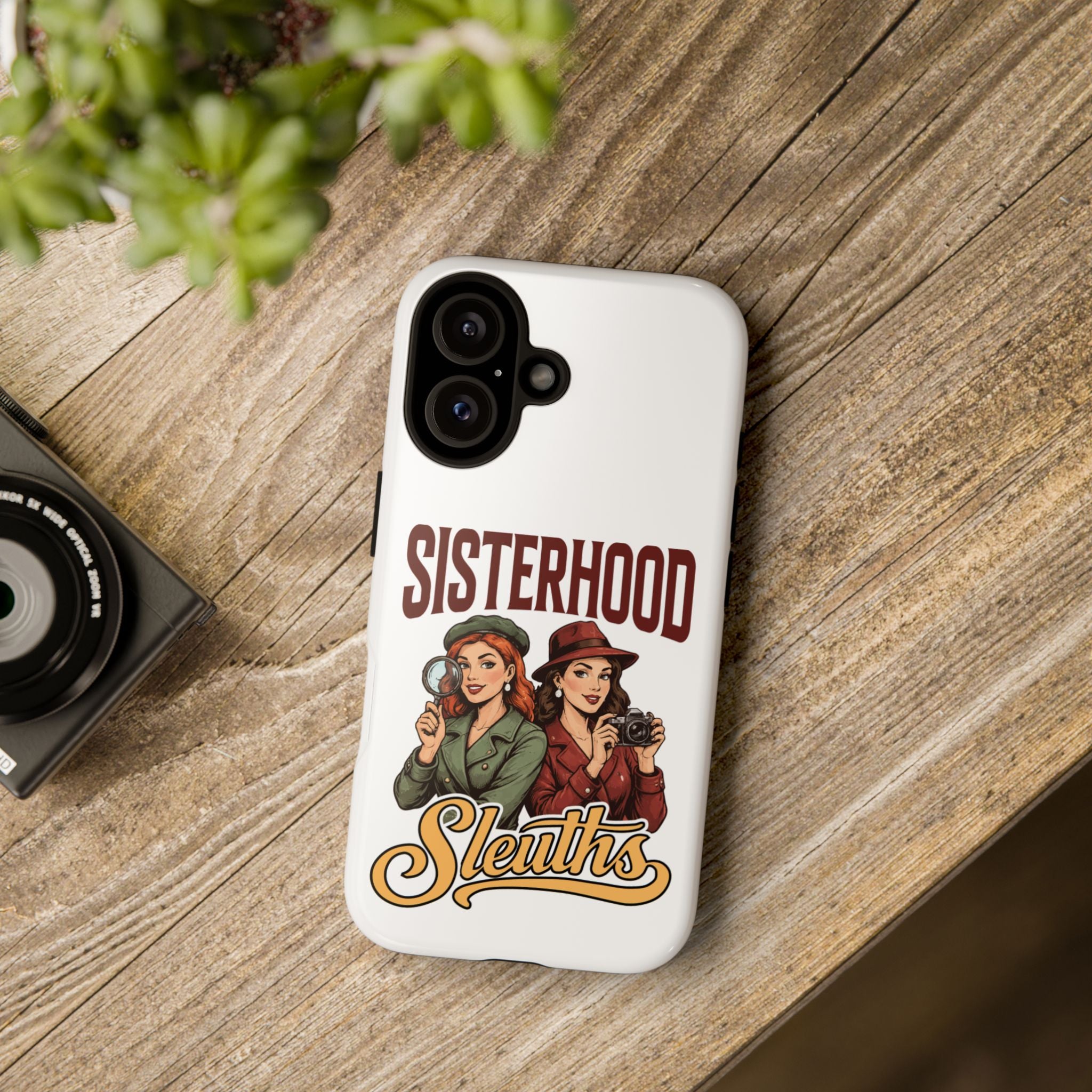 Sisterhood Sleuths Phone Case — Vintage Detective Duo Protective Cover