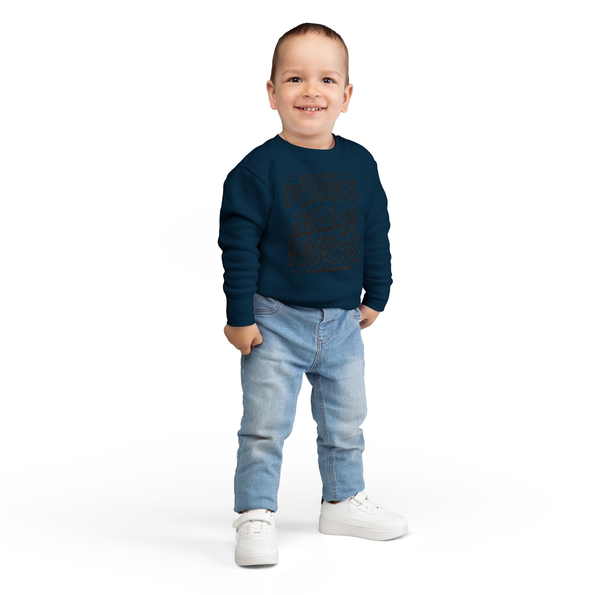 Toddler Sweatshirt - "Respect Differences, Diversity Brings New Perspectives" Inspirational Kids Pullover
