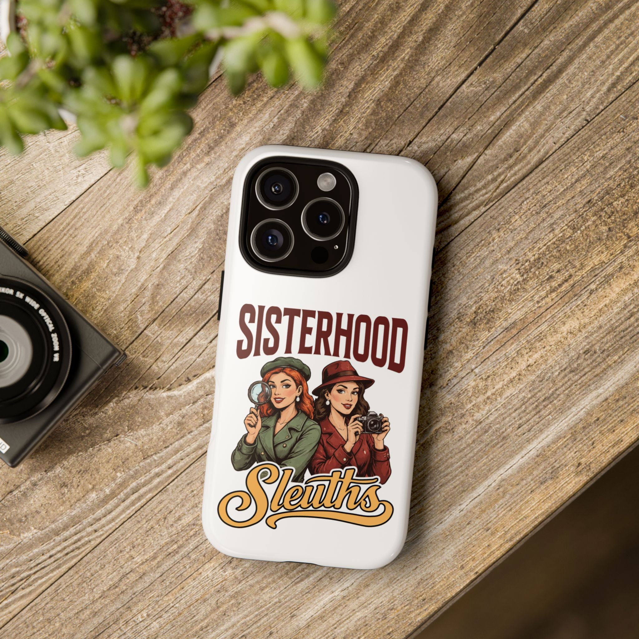 Sisterhood Sleuths Phone Case — Vintage Detective Duo Protective Cover