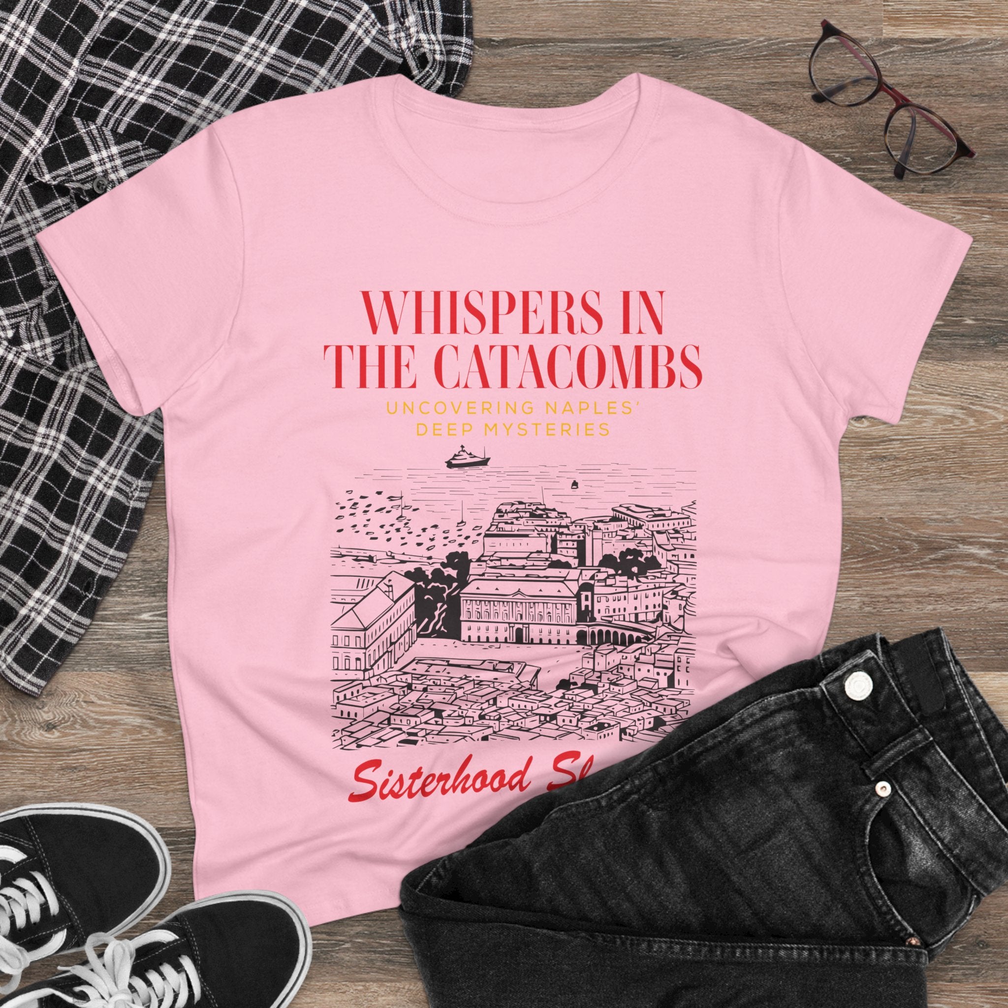 Whispers in the Catacombs Tee — Sisterhood Sleuths Mystery Book Shirt