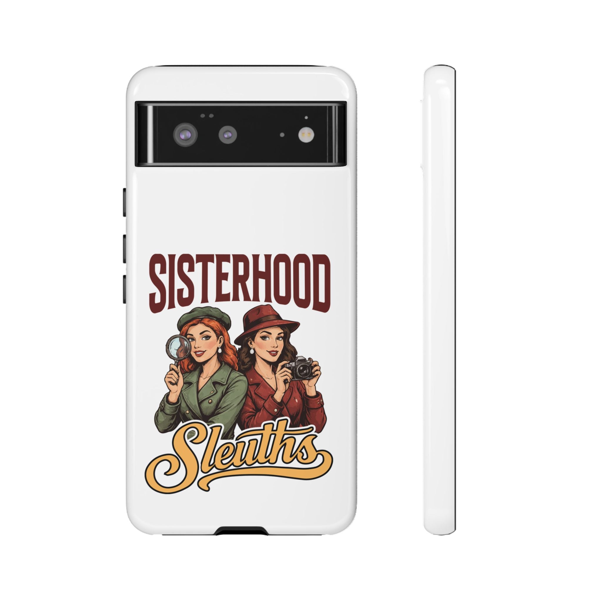Sisterhood Sleuths Phone Case — Vintage Detective Duo Protective Cover