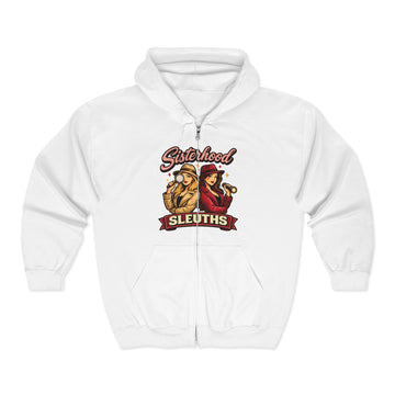 Sisterhood Sleuths Full Zip Hoodie - Cozy Gift for Women, Perfect for Friends' Gatherings, Casual Outfits, Mother’s Day, Detective Parties