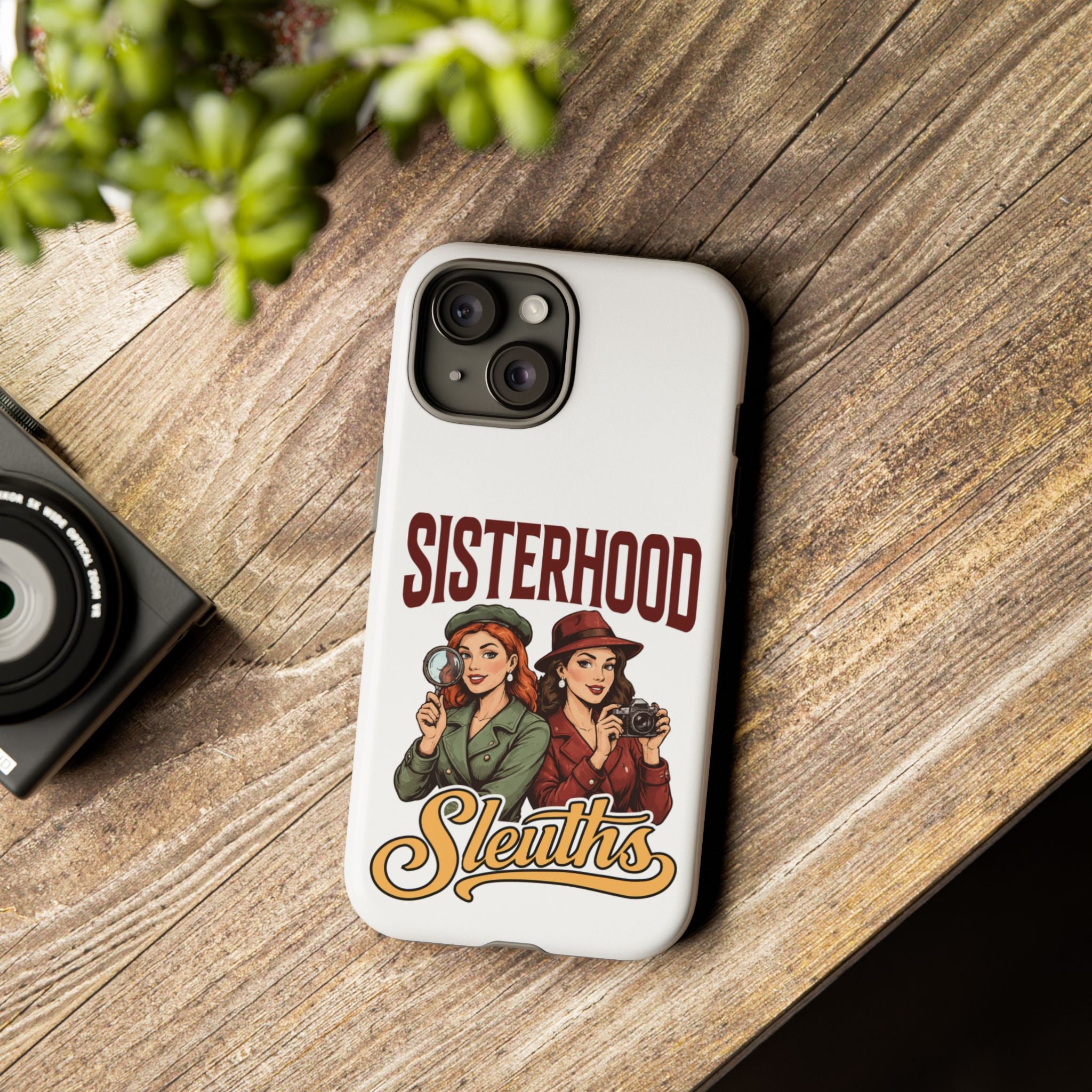 Sisterhood Sleuths Phone Case — Vintage Detective Duo Protective Cover