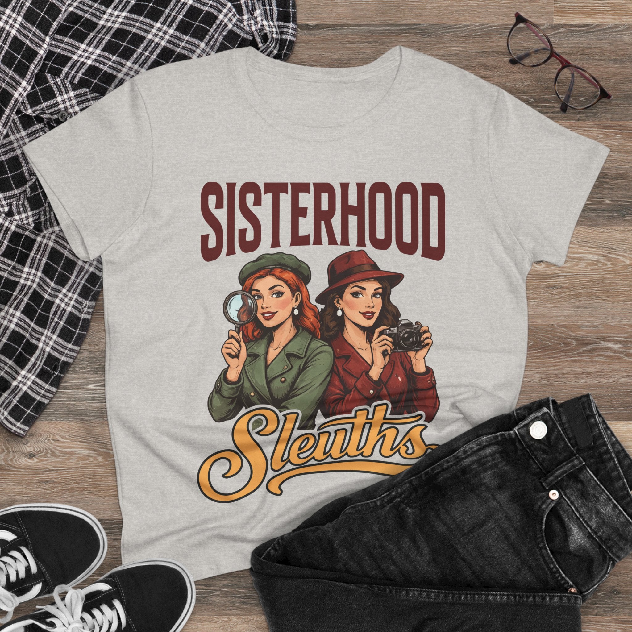 Sisterhood Sleuths Tee — Vintage Women Detectives Graphic T‑Shirt