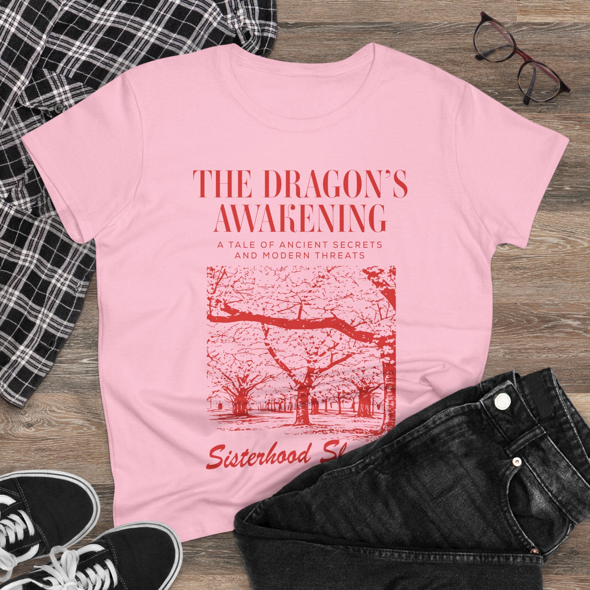 The Dragon’s Awakening Sisterhood Sleuths Tee — Vintage Mystery Book Cover Graphic Shirt