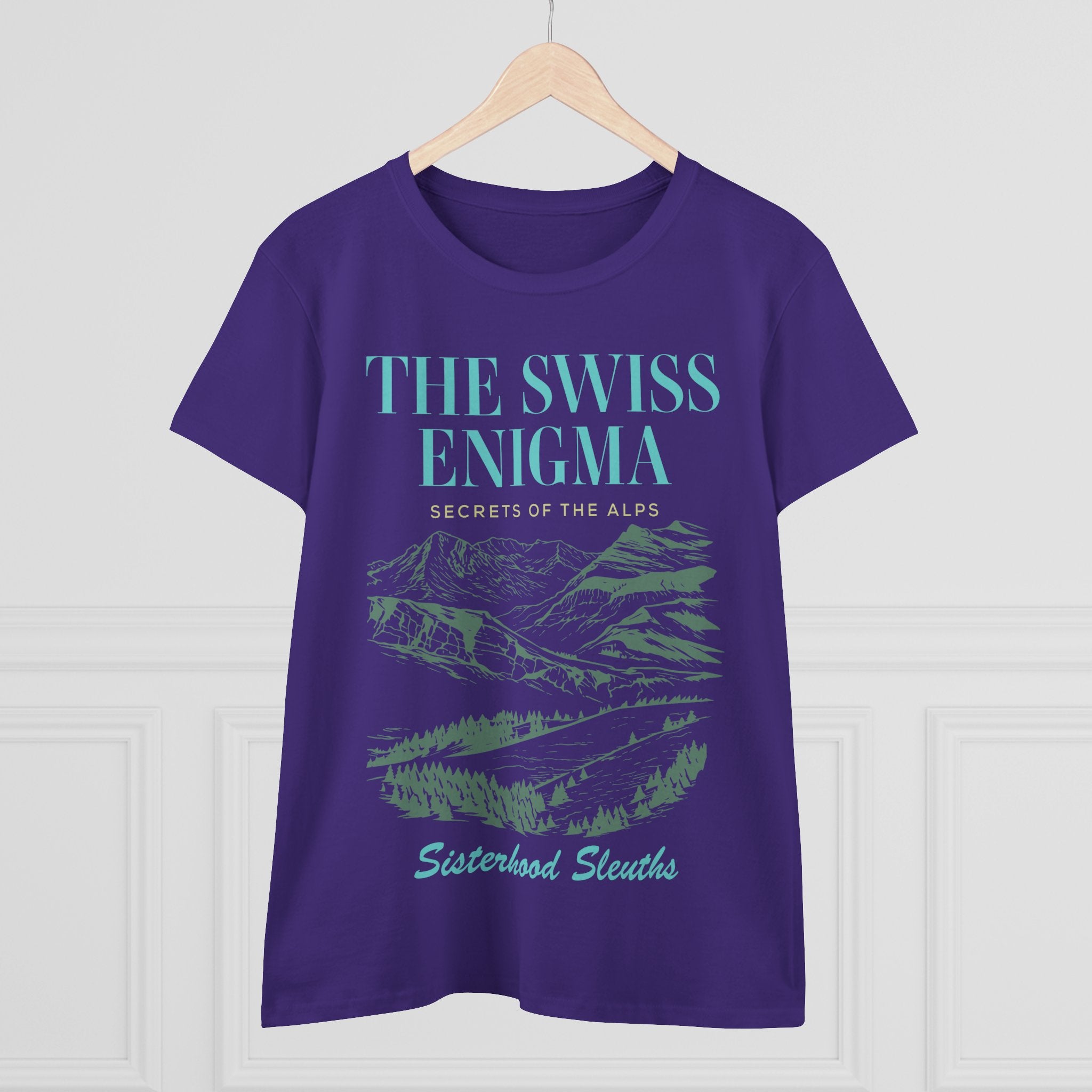 The Swiss Enigma Mountain Tee – 'Sisterhood Sleuths' Women's Graphic T-Shirt