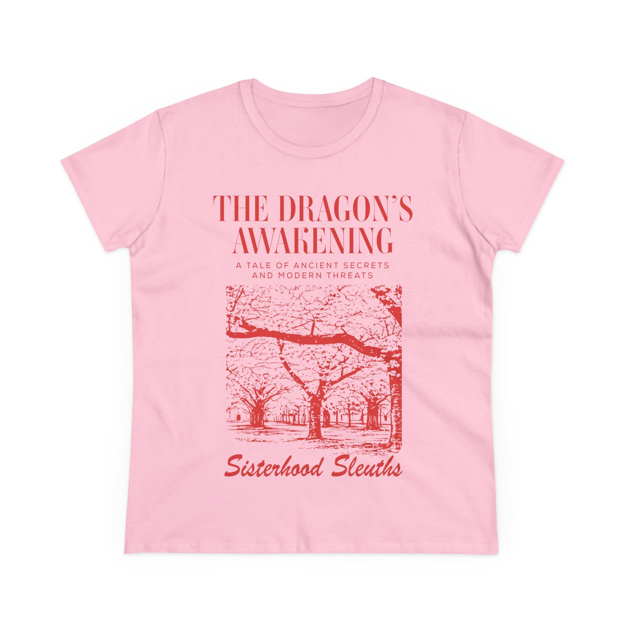 The Dragon’s Awakening Sisterhood Sleuths Tee — Vintage Mystery Book Cover Graphic Shirt