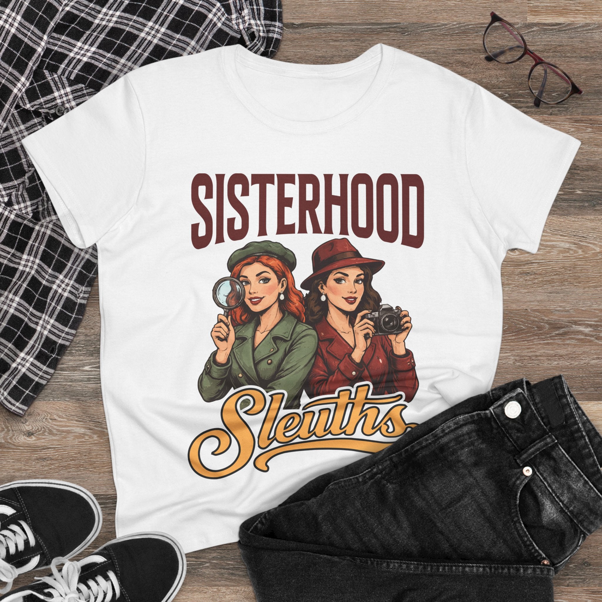 Sisterhood Sleuths Tee — Vintage Women Detectives Graphic T‑Shirt