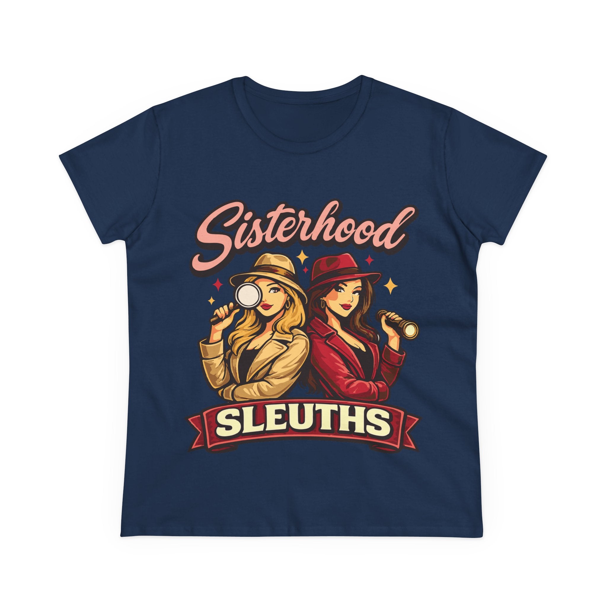 Sisterhood Sleuths Women's Tee — Retro Detective Graphic Shirt